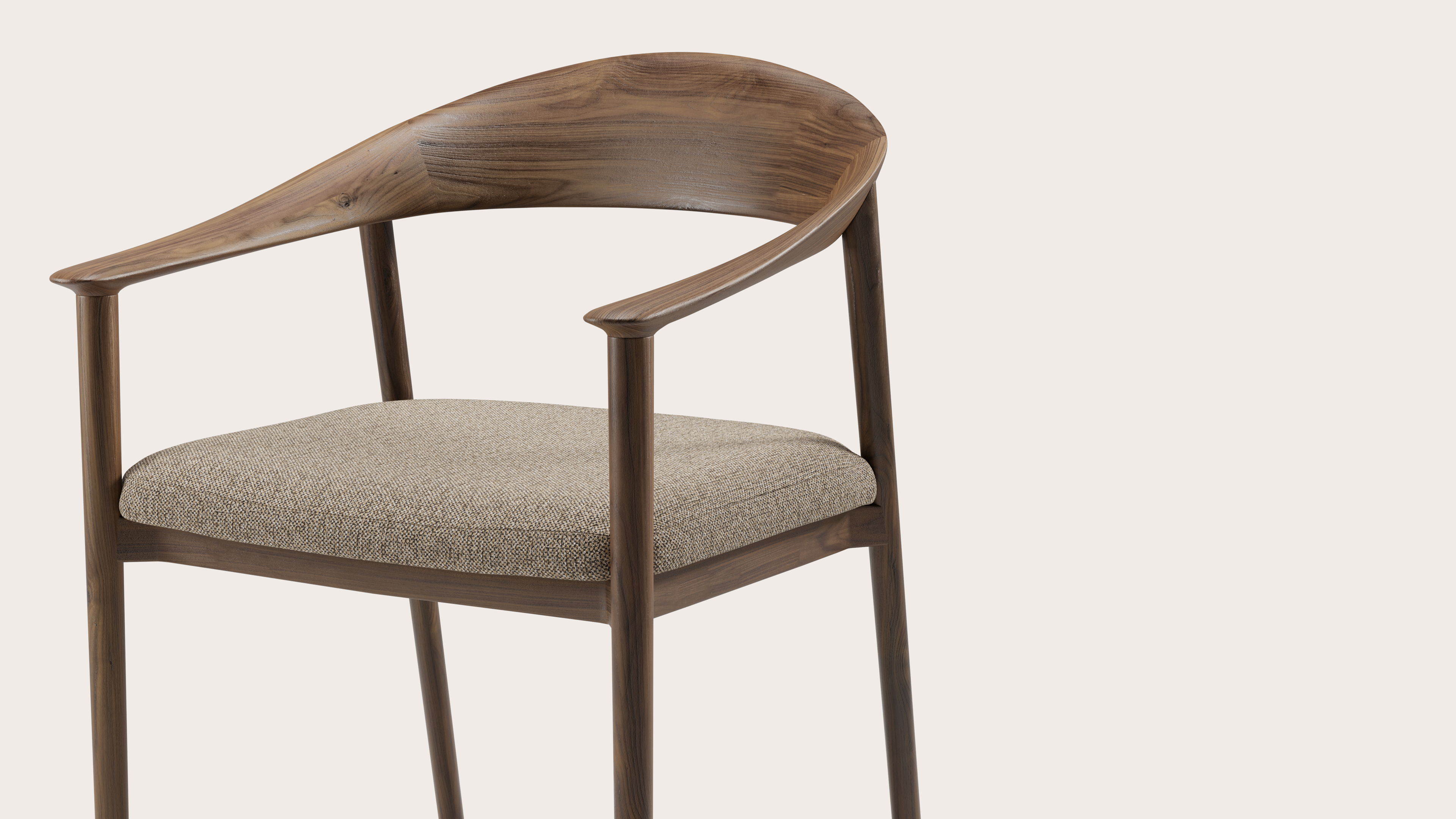 Cerso armstoel in walnoot met zitting in Brio stof Sesame