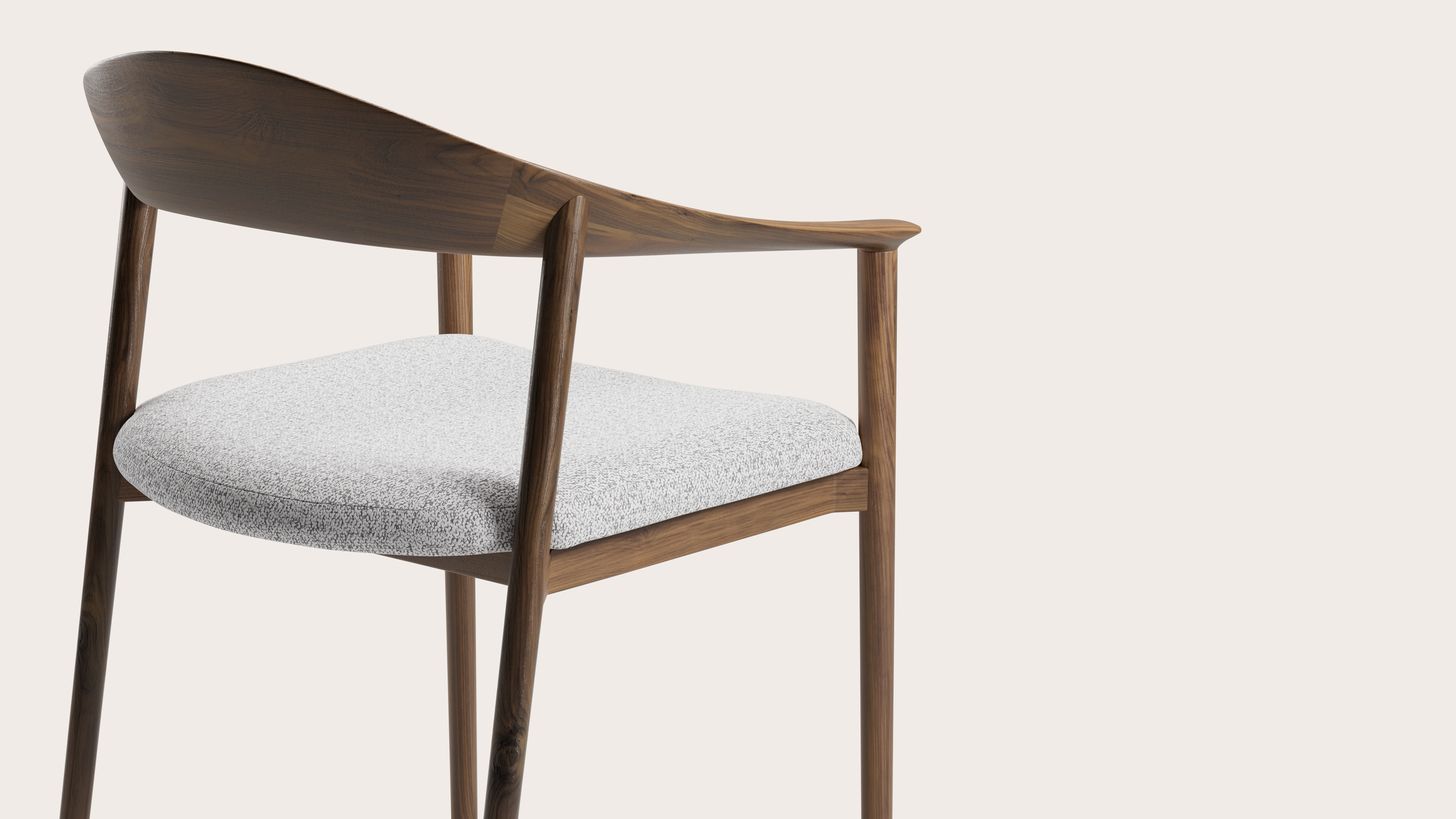 Cerso armstoel in walnoot met zitting in Dolce stof Greige
