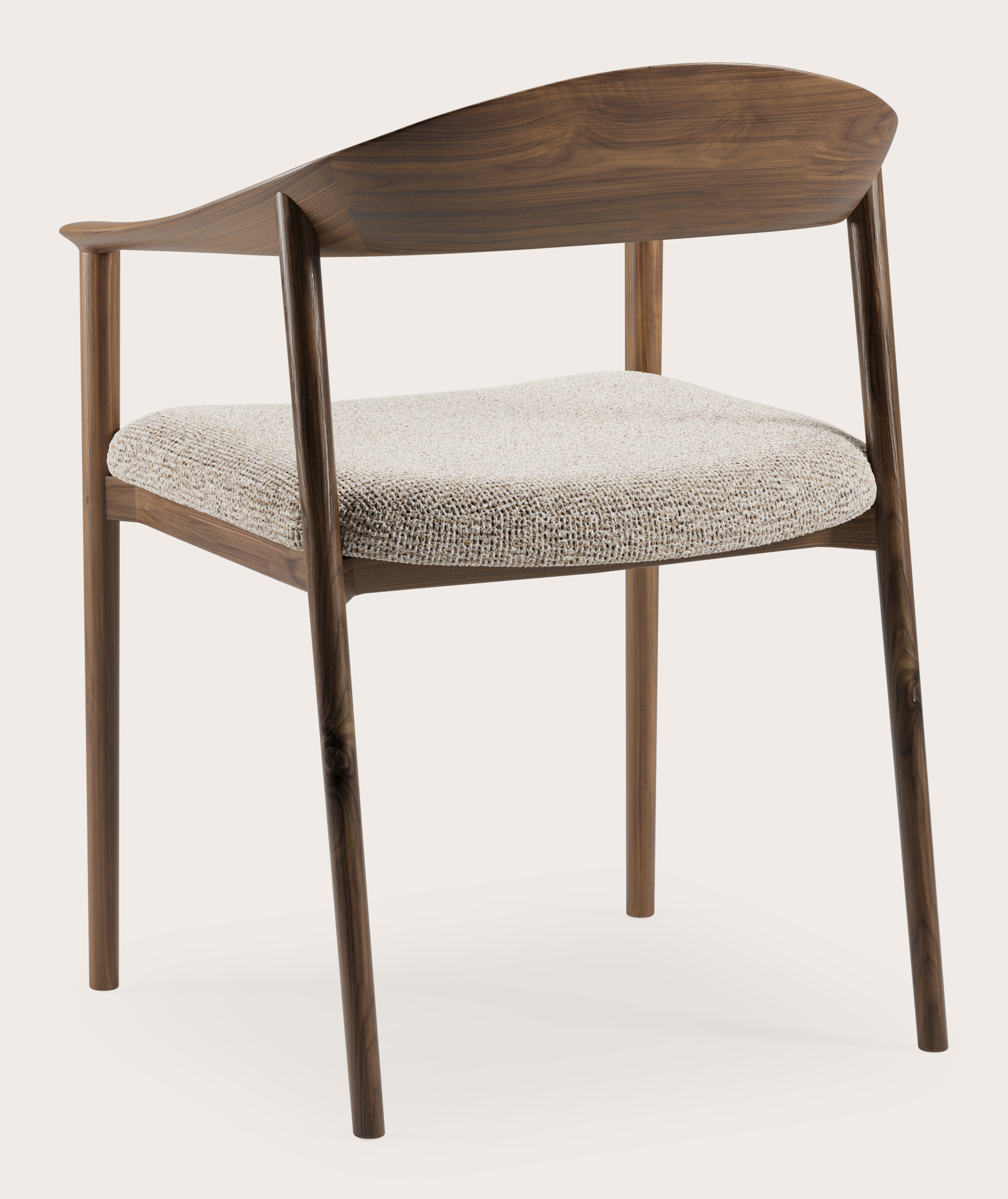 Cerso armstoel in walnoot met zitting in Fresco stof Natural