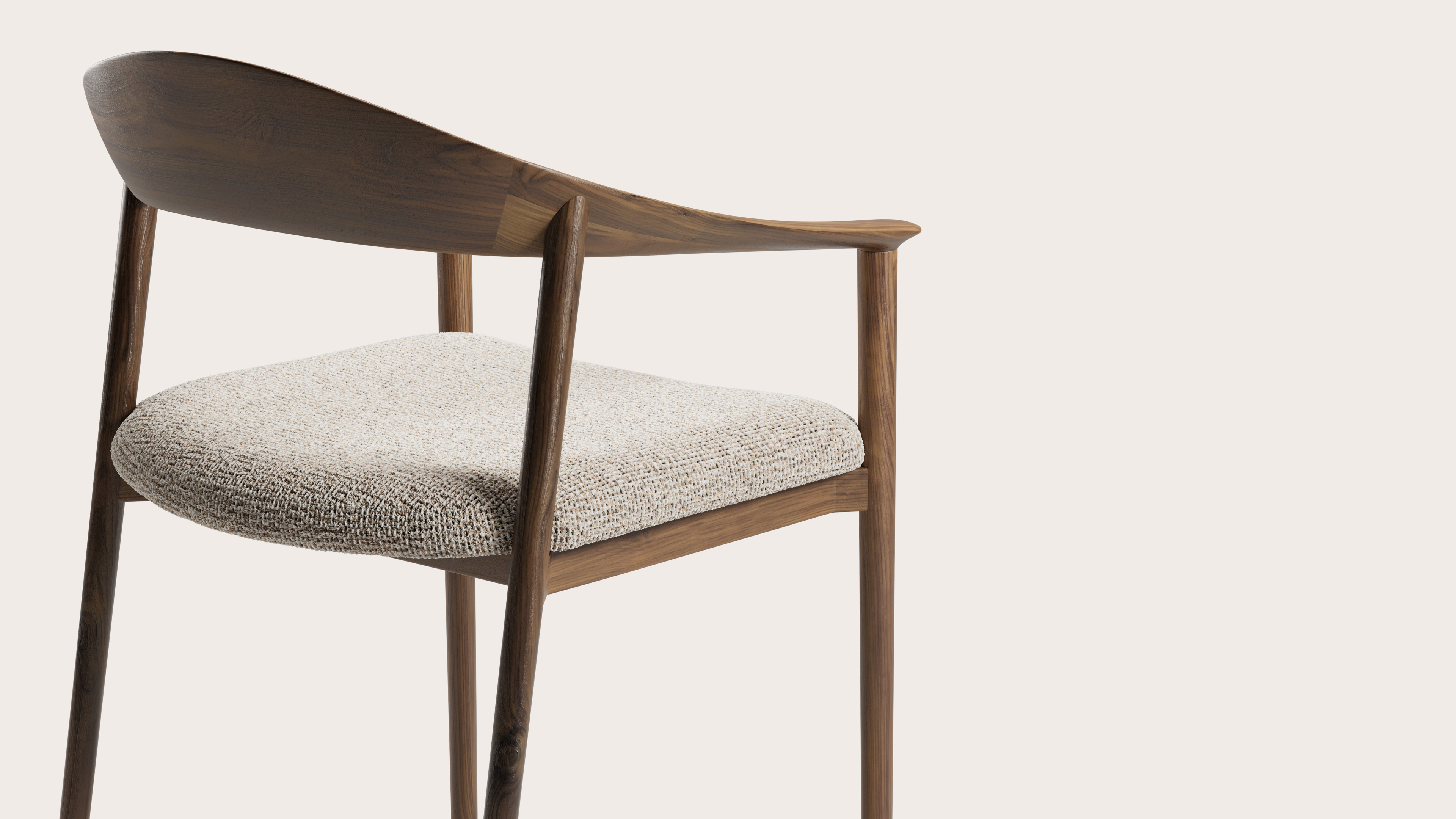 Cerso armstoel in walnoot met zitting in Fresco stof Natural