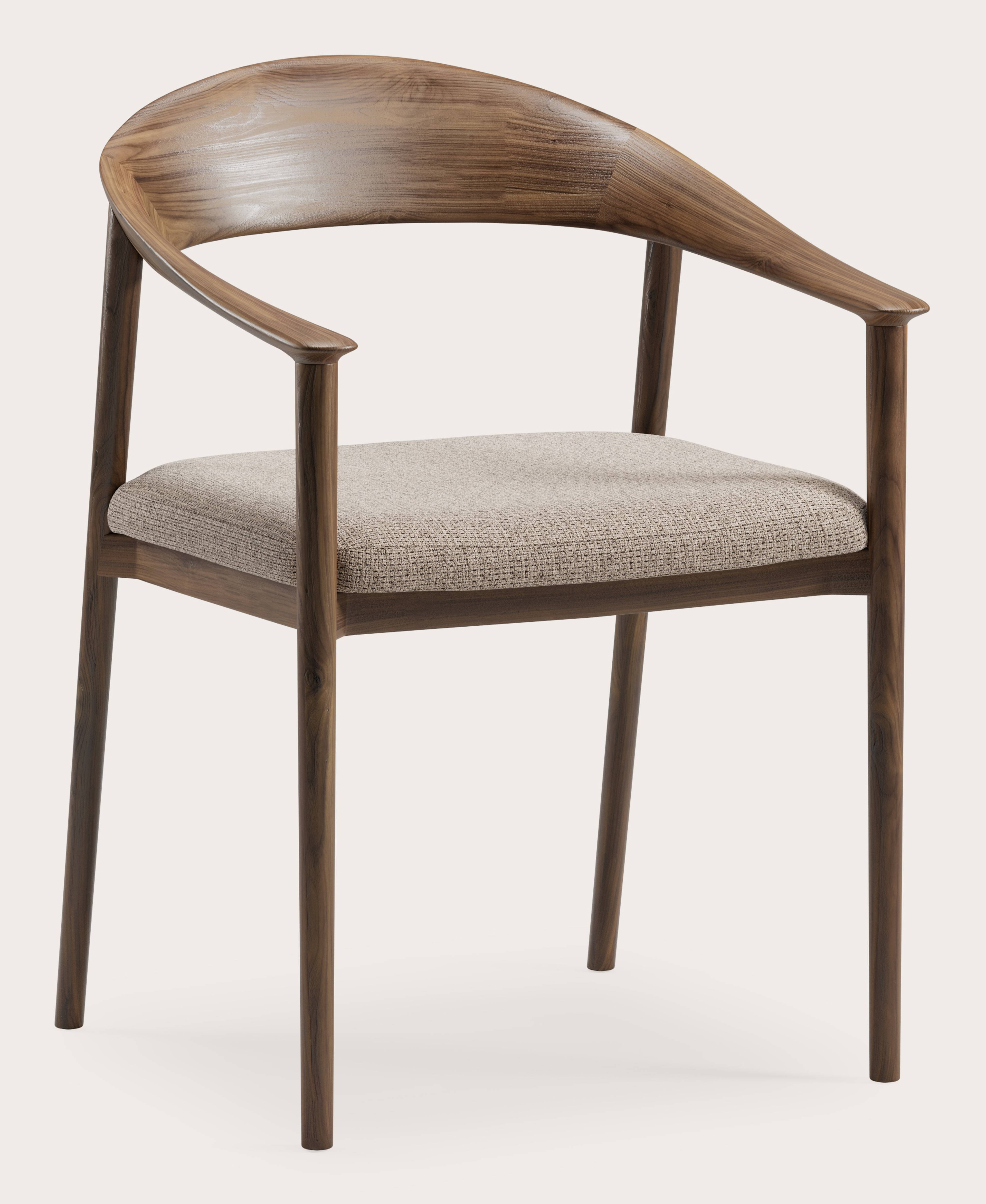Fauteuil Cerso en noyer avec assise en Fuga tissu Taupe