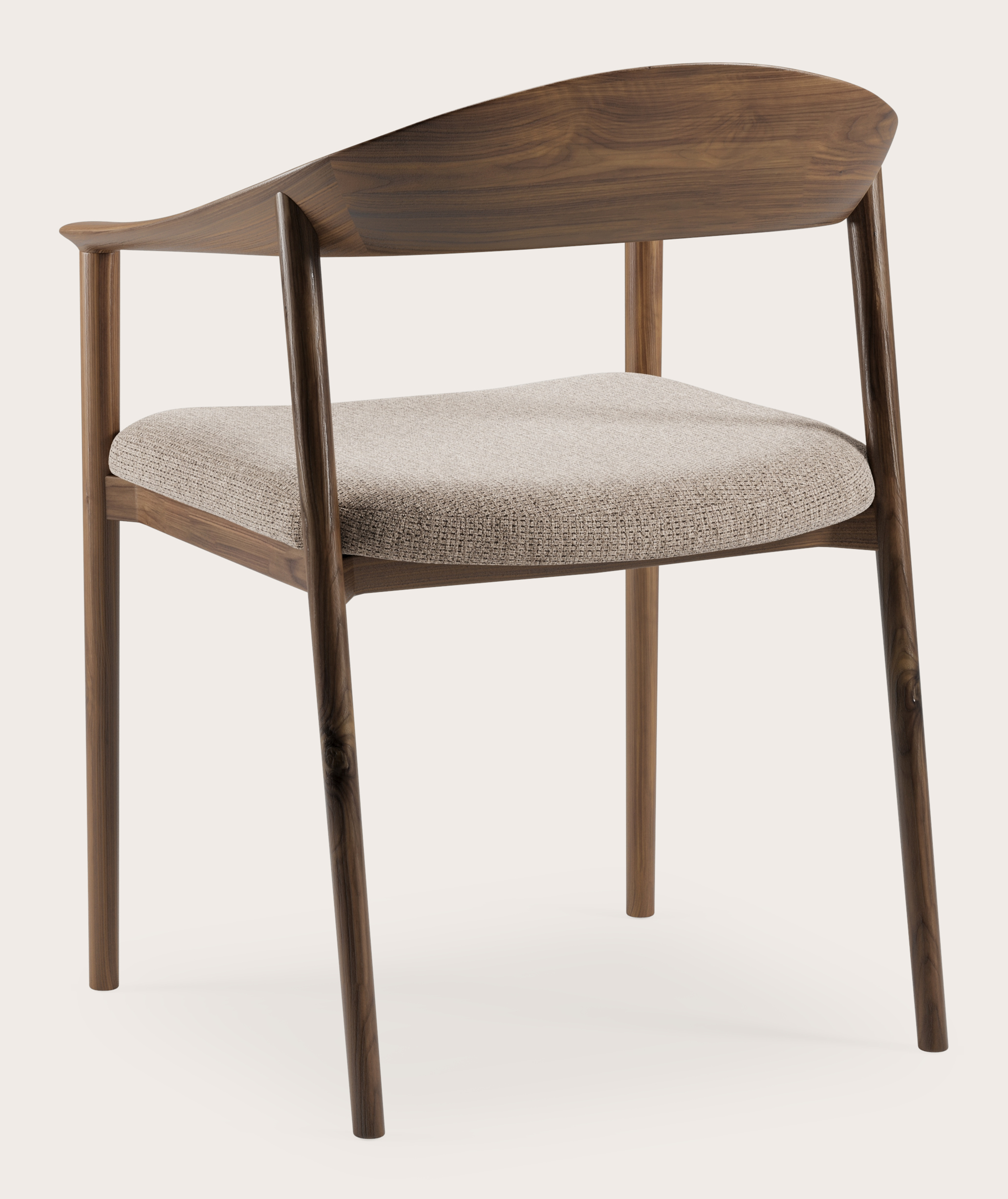 Fauteuil Cerso en noyer avec assise en Fuga tissu Taupe