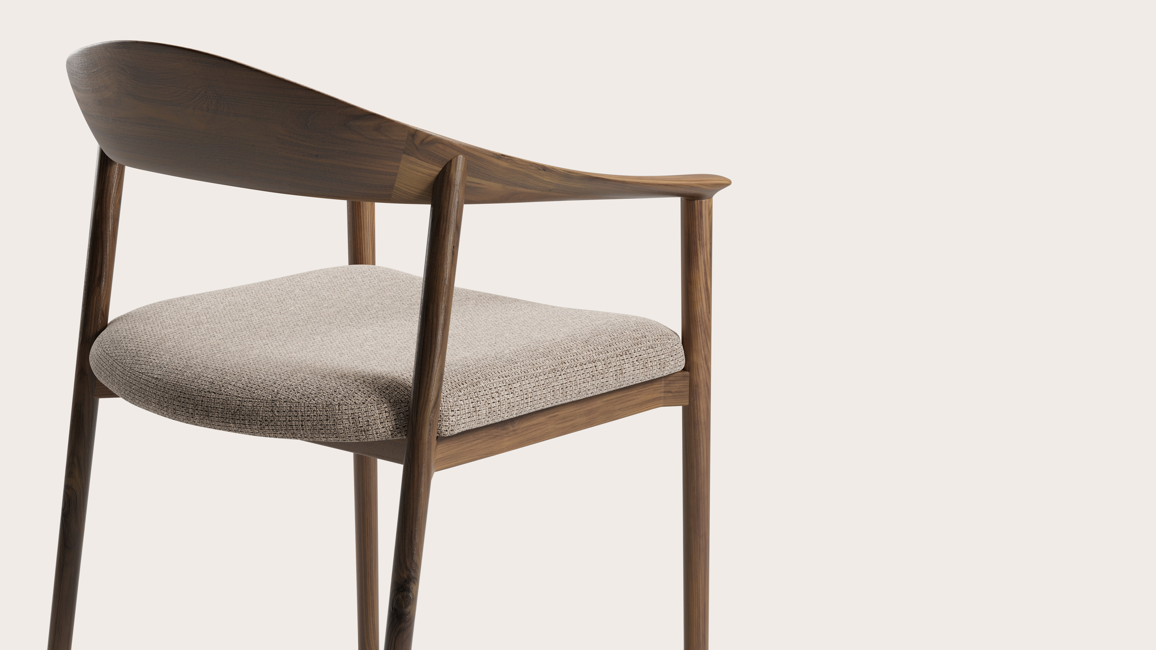 Fauteuil Cerso en noyer avec assise en Fuga tissu Taupe