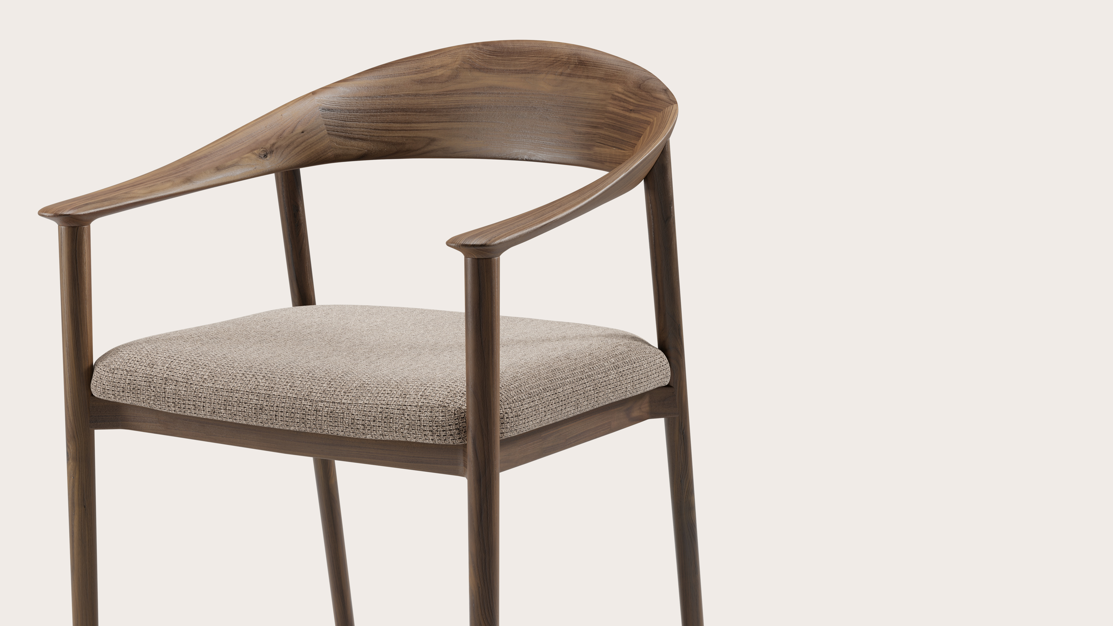 Fauteuil Cerso en noyer avec assise en Fuga tissu Taupe