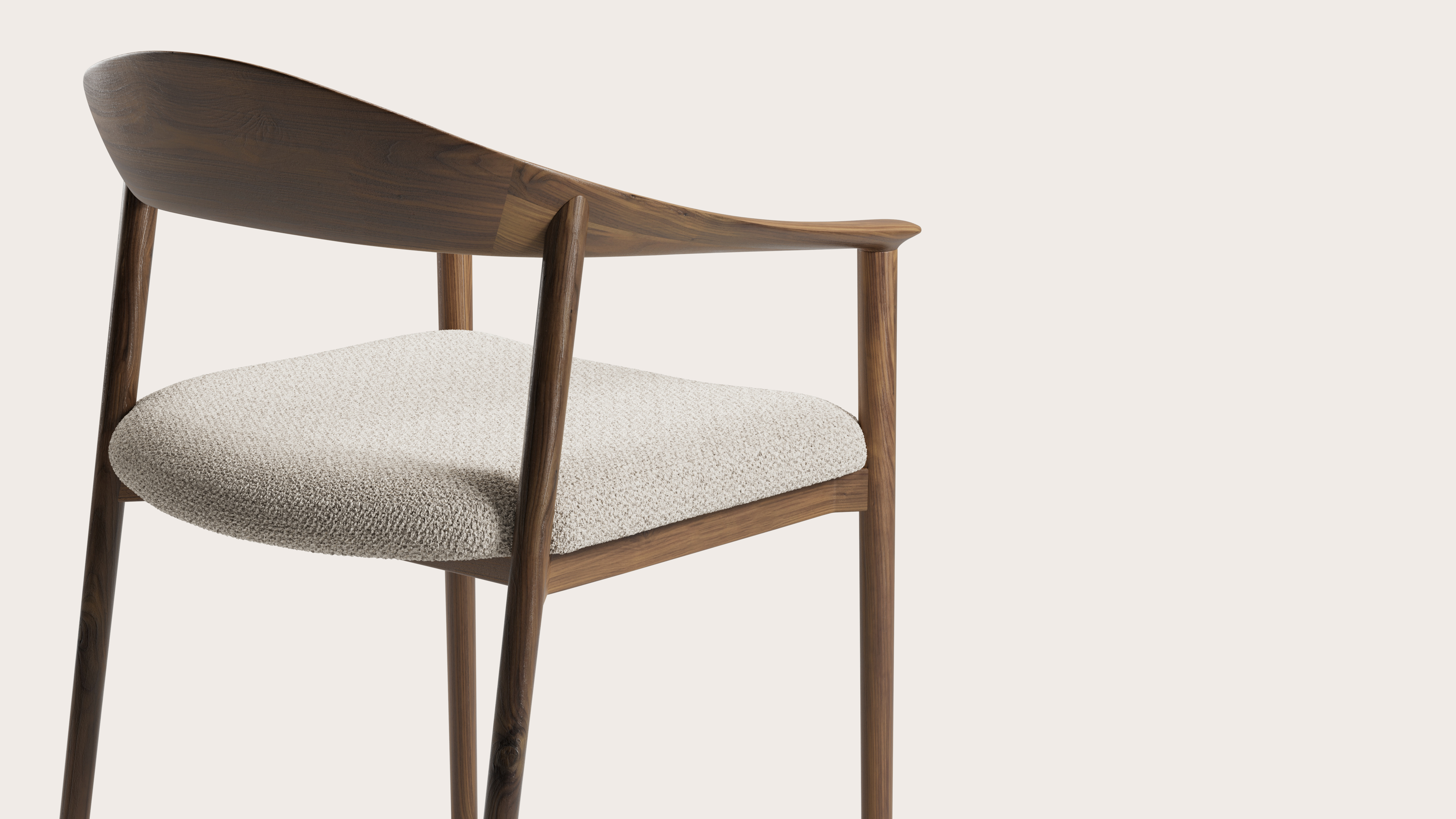 Cerso armstoel in walnoot met zitting in Hero stof Beige