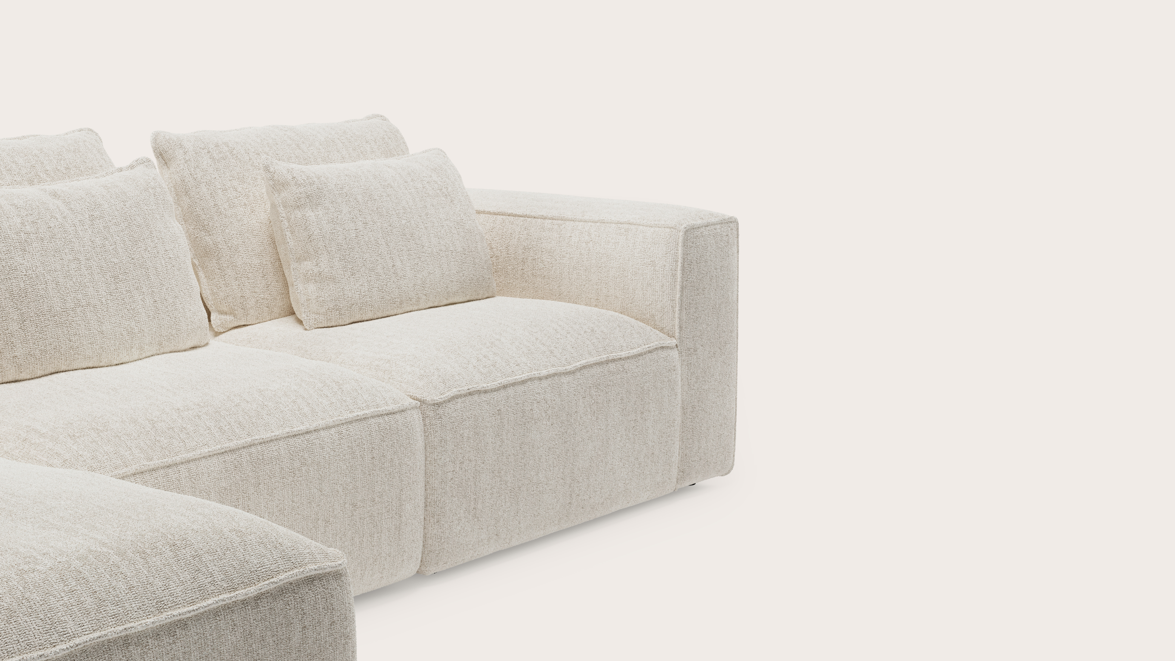 Canapé d'angle Duomo 3,5 places en Poco tissu Beige