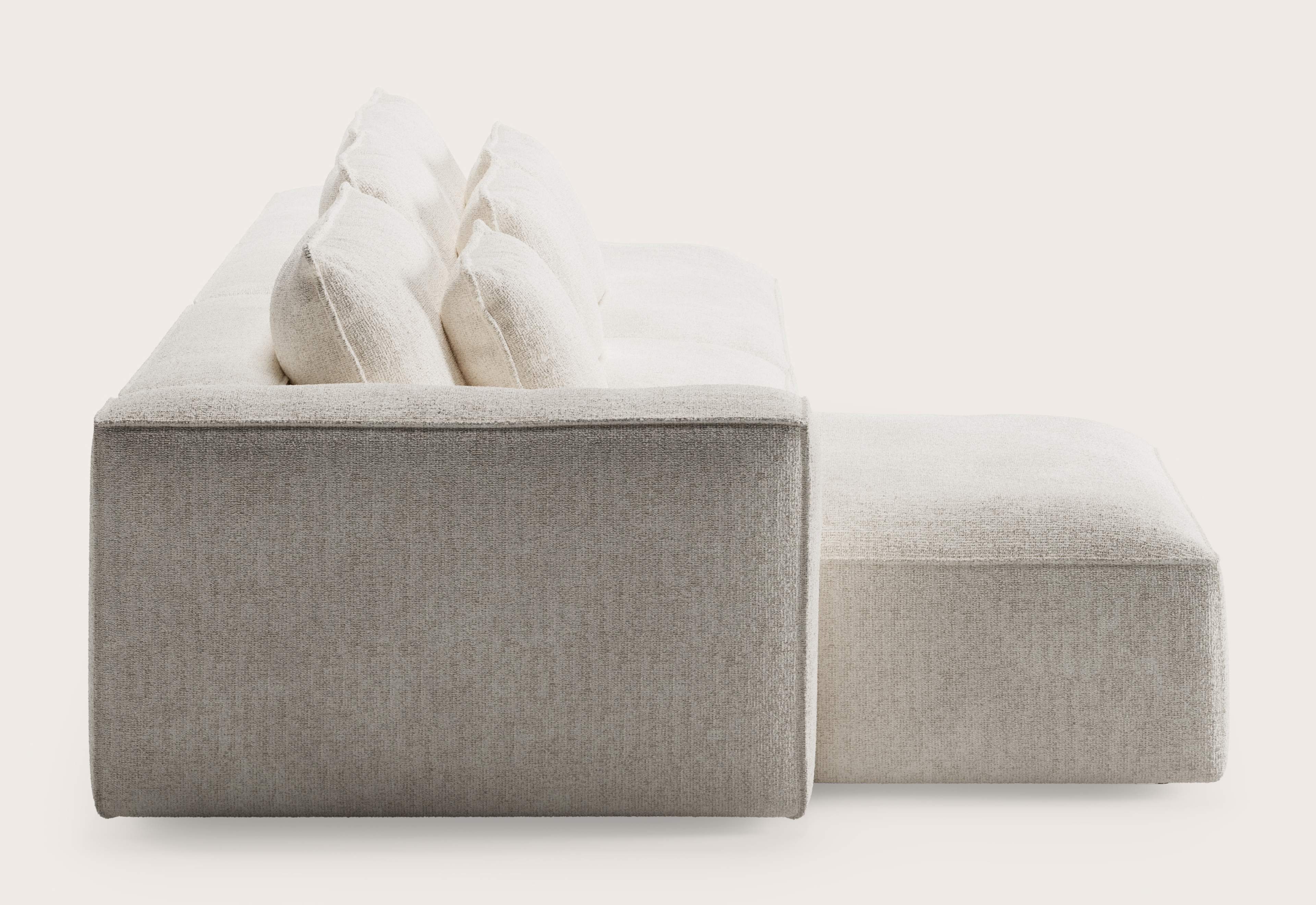 Canapé d'angle Duomo 4,5 places en Poco tissu Beige