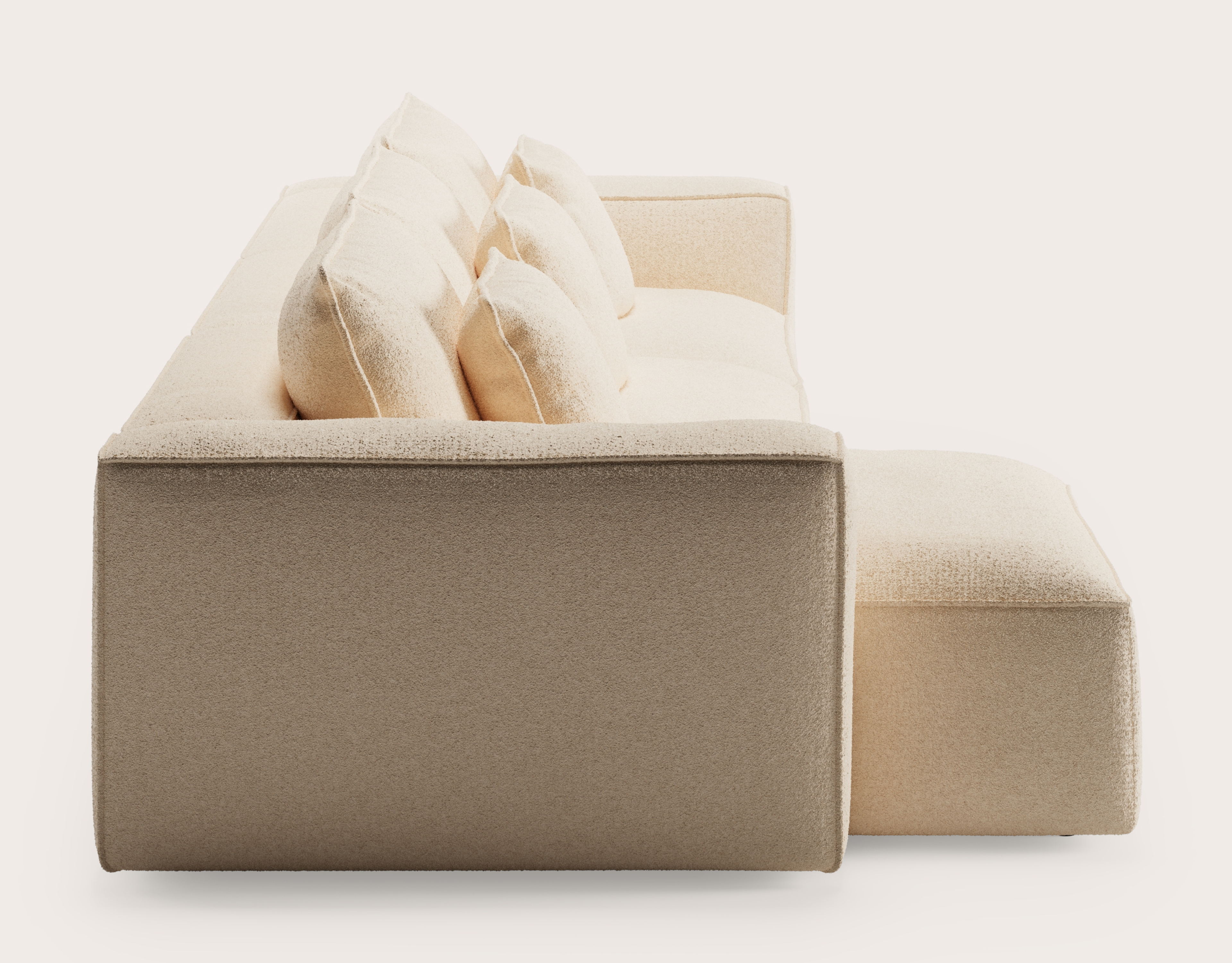 Canapé d'angle Duomo 5 places en Aria tissu Beige