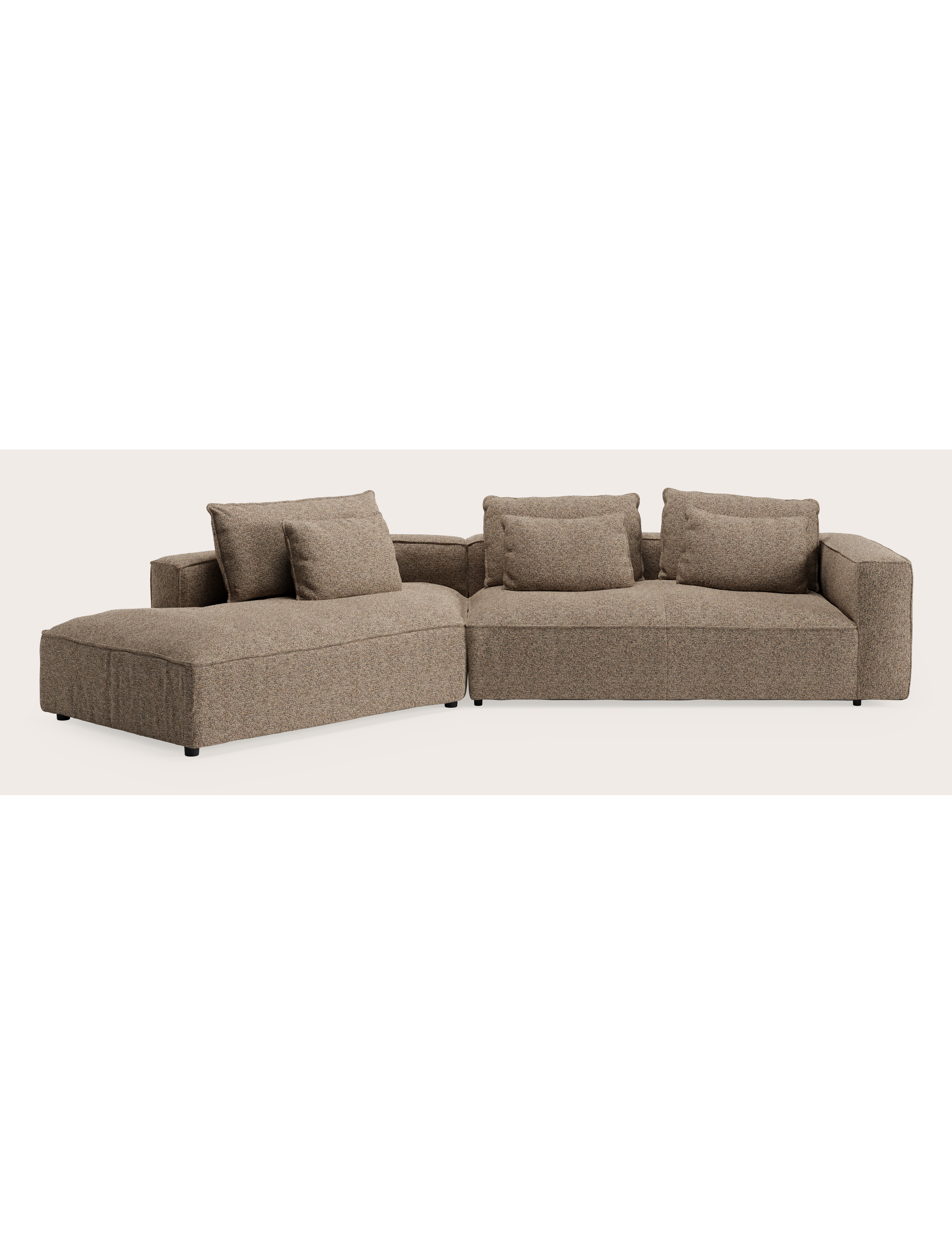 Canapé d'angle Duomo 3,5 places en Fresco tissu Wenge