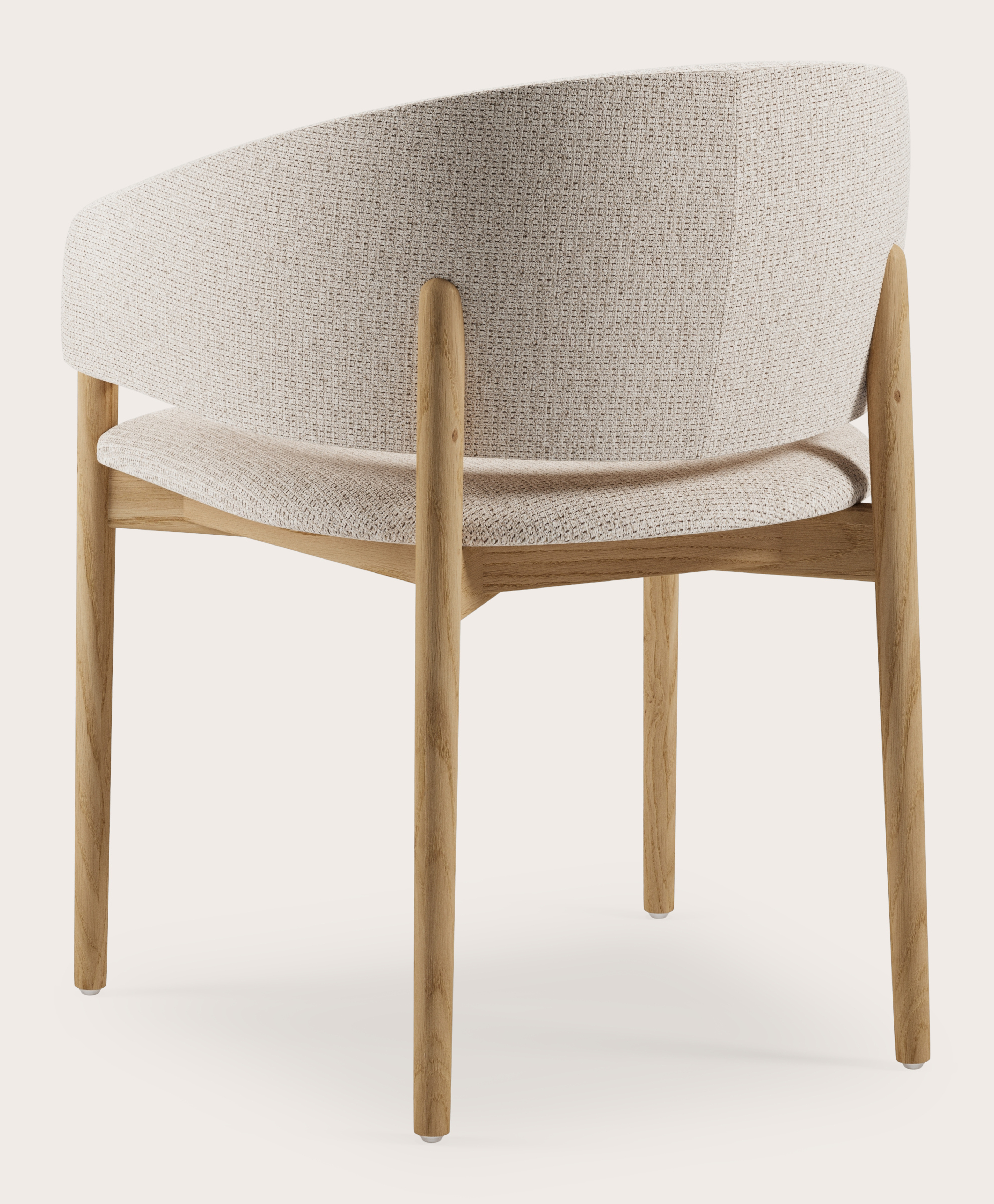 Fauteuil Comino en Fuga tissu Natural avec pied de chaise en chêne couleur naturelle