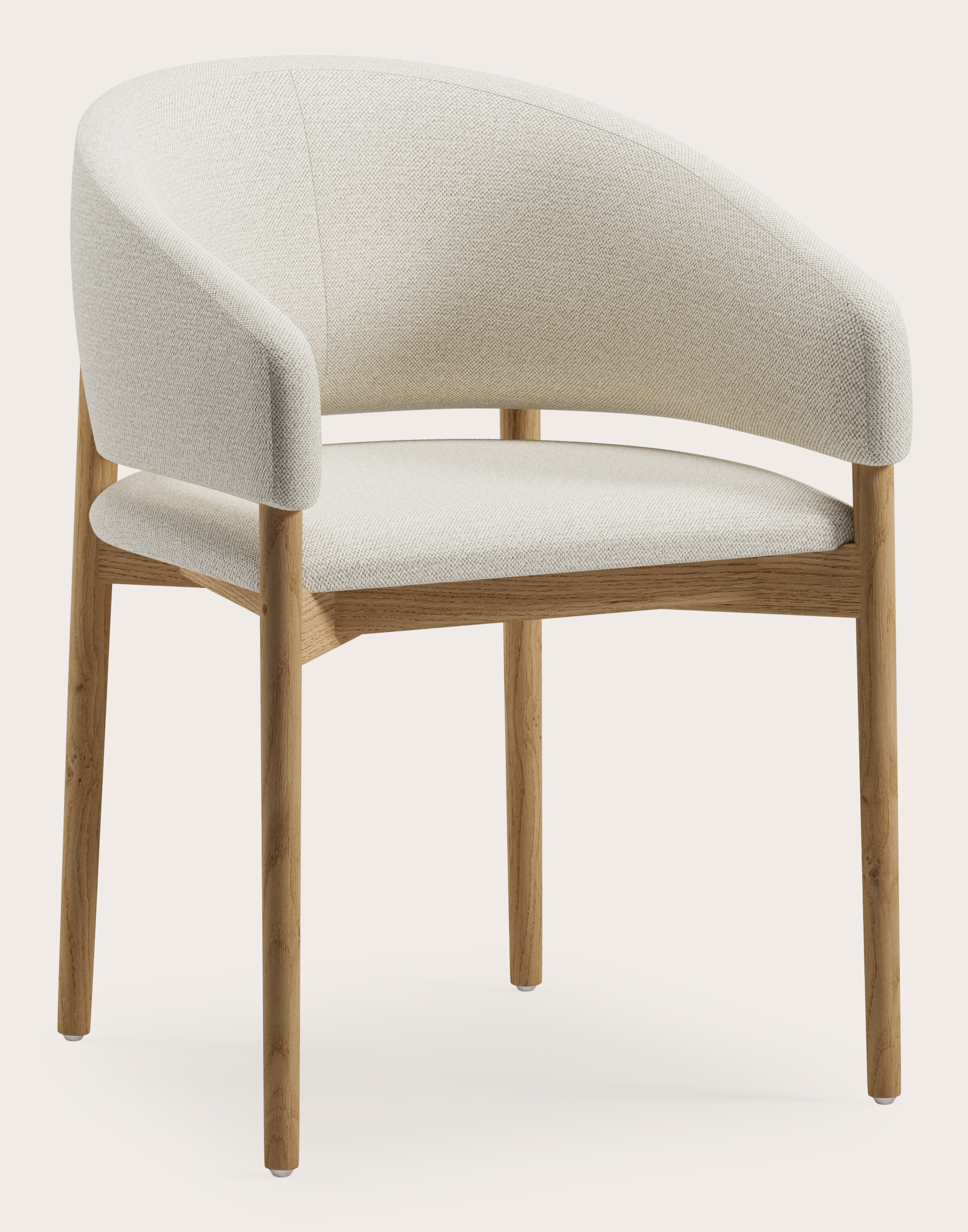 Fauteuil Comino en Brio tissu Linen avec pied de chaise en chêne couleur naturelle