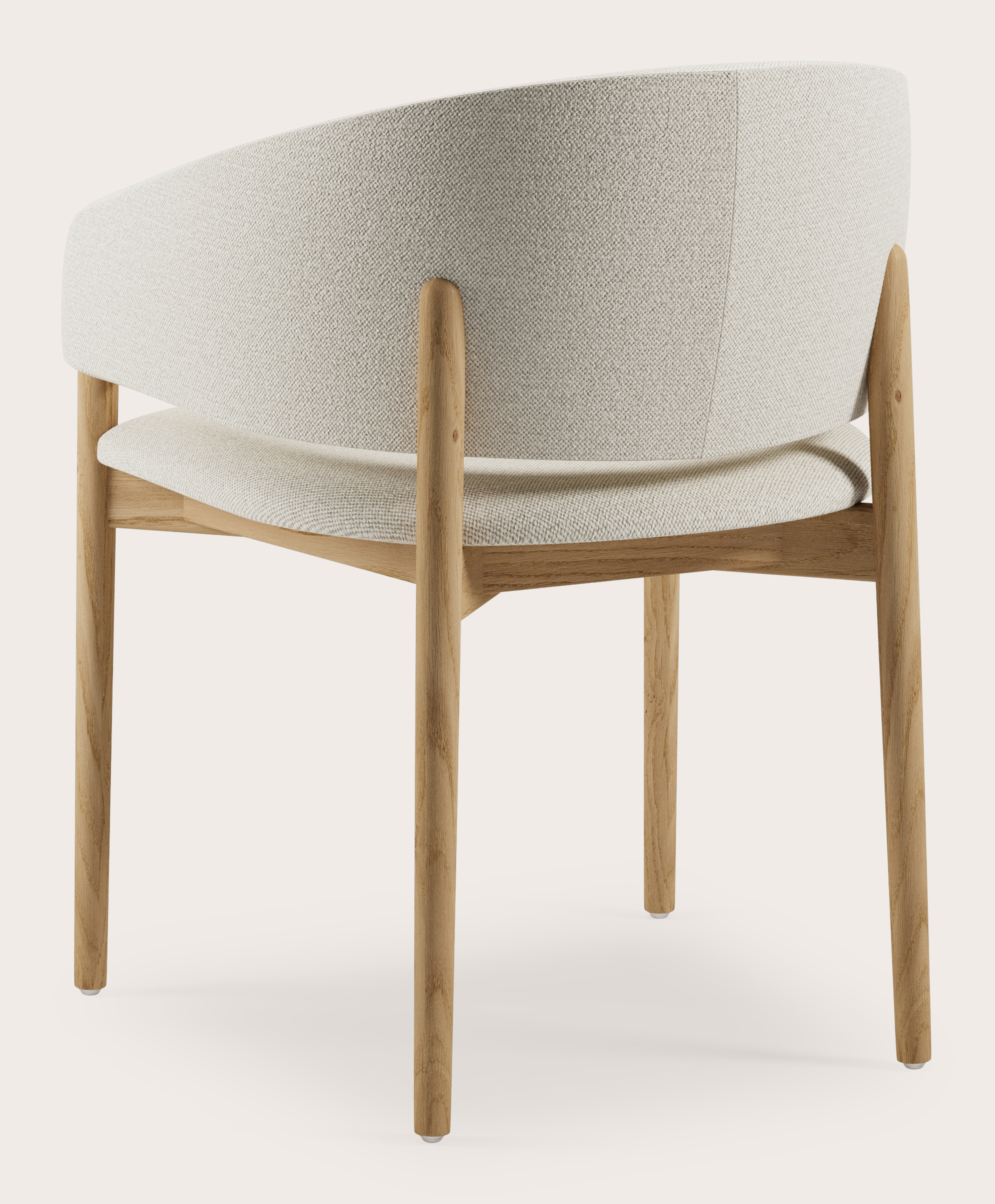 Fauteuil Comino en Brio tissu Linen avec pied de chaise en chêne couleur naturelle