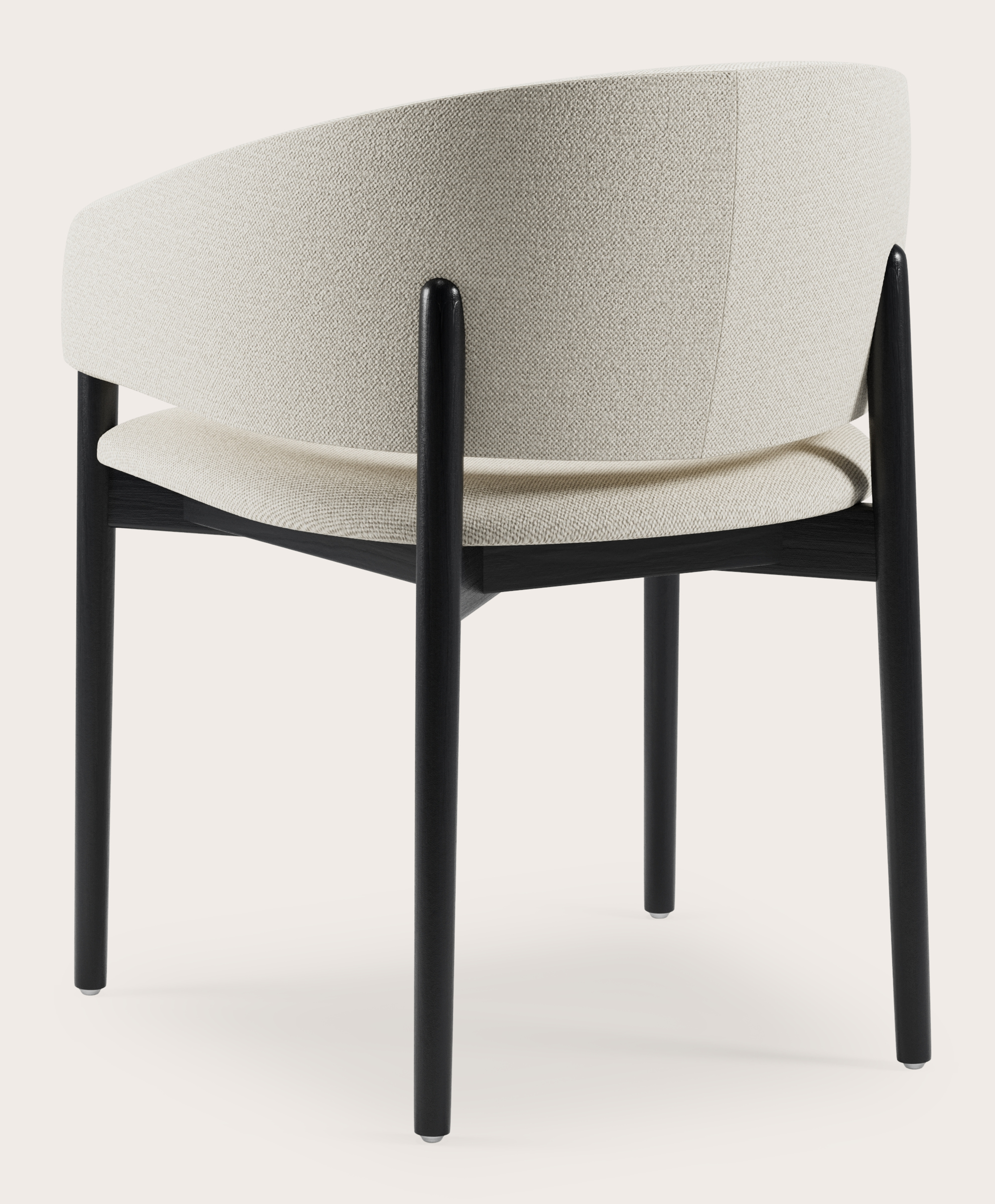 Comino armstoel in Brio stof Linen met stoelpoot in zwarte eik
