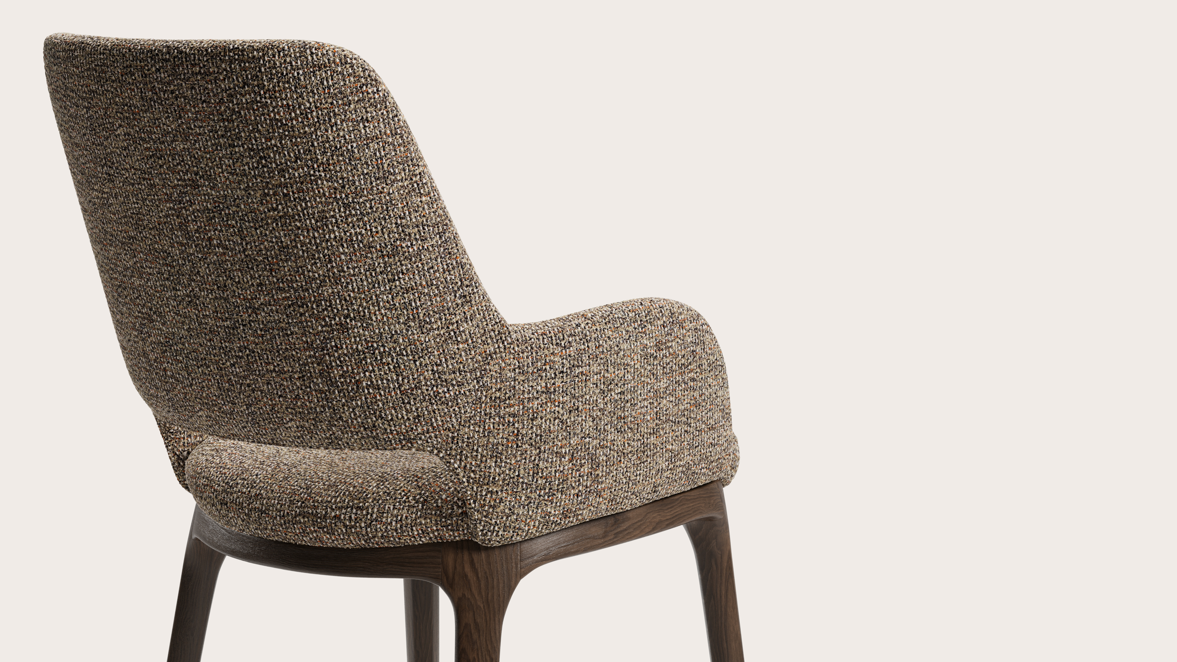 Fauteuil Giulio en Fresco tissu Wenge avec pied de chaise en chêne fumé