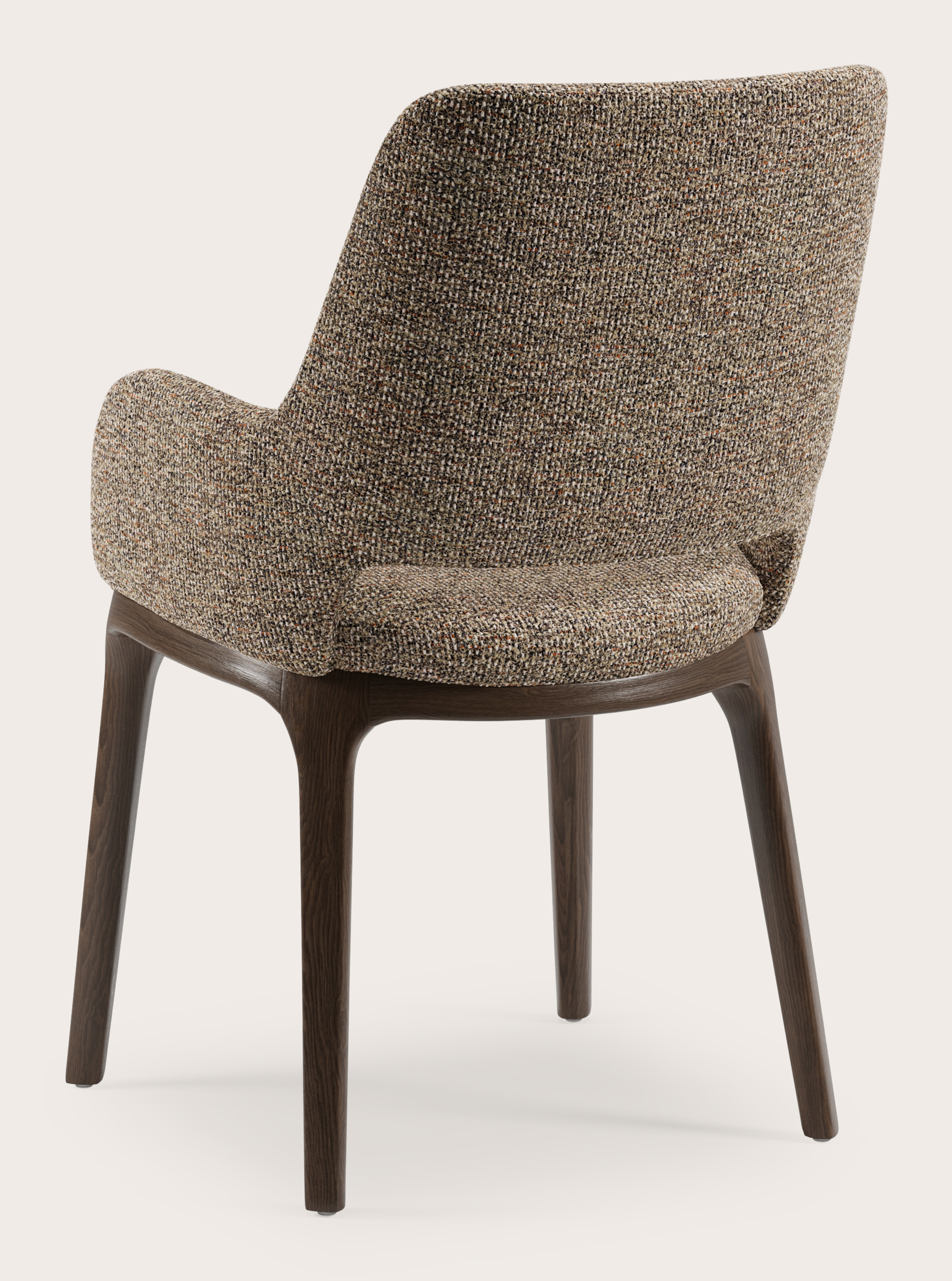 Fauteuil Giulio en Fresco tissu Wenge avec pied de chaise en chêne fumé