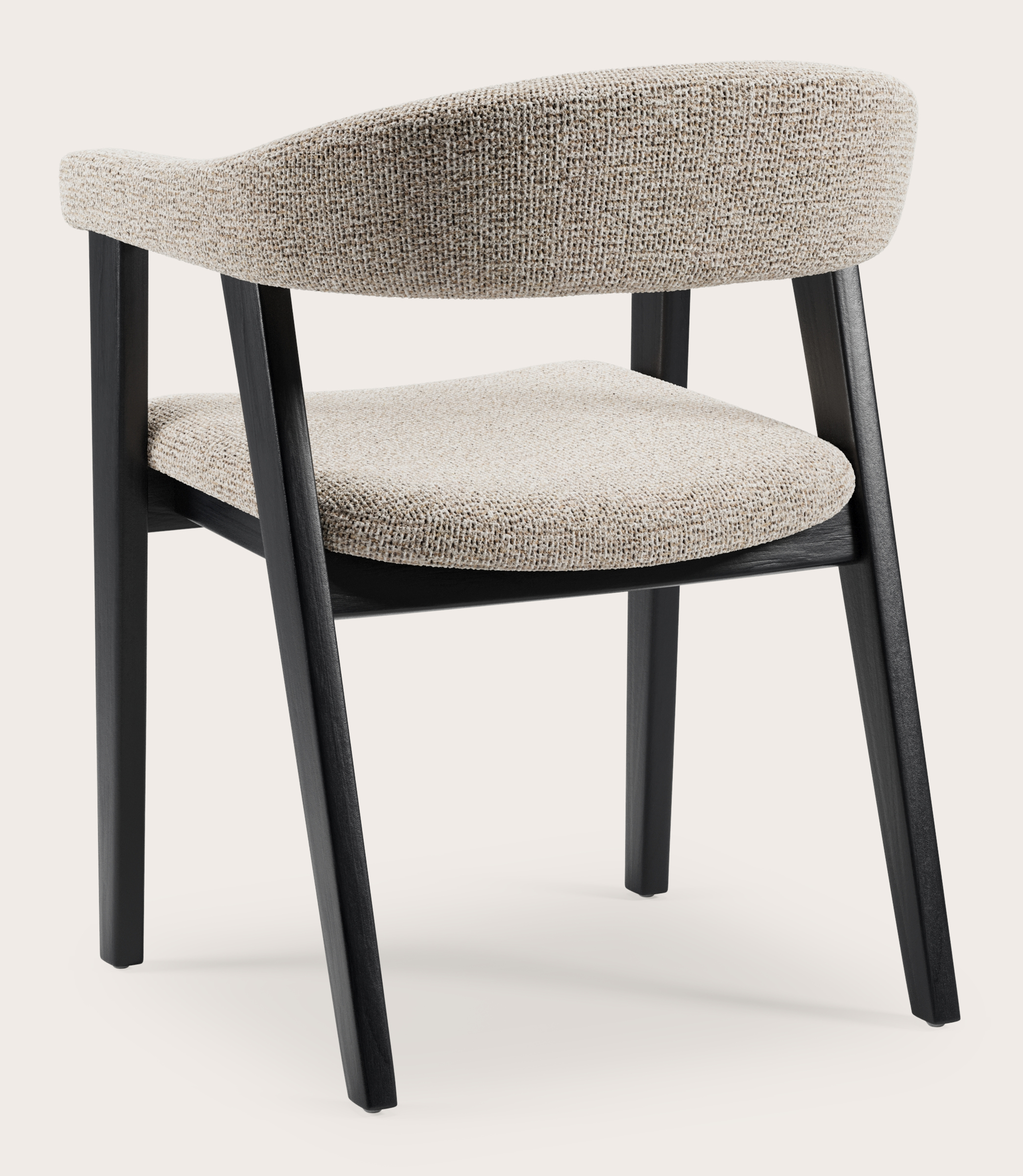 Fauteuil Gubbio en Fresco tissu Natural avec pied de chaise en chêne noir