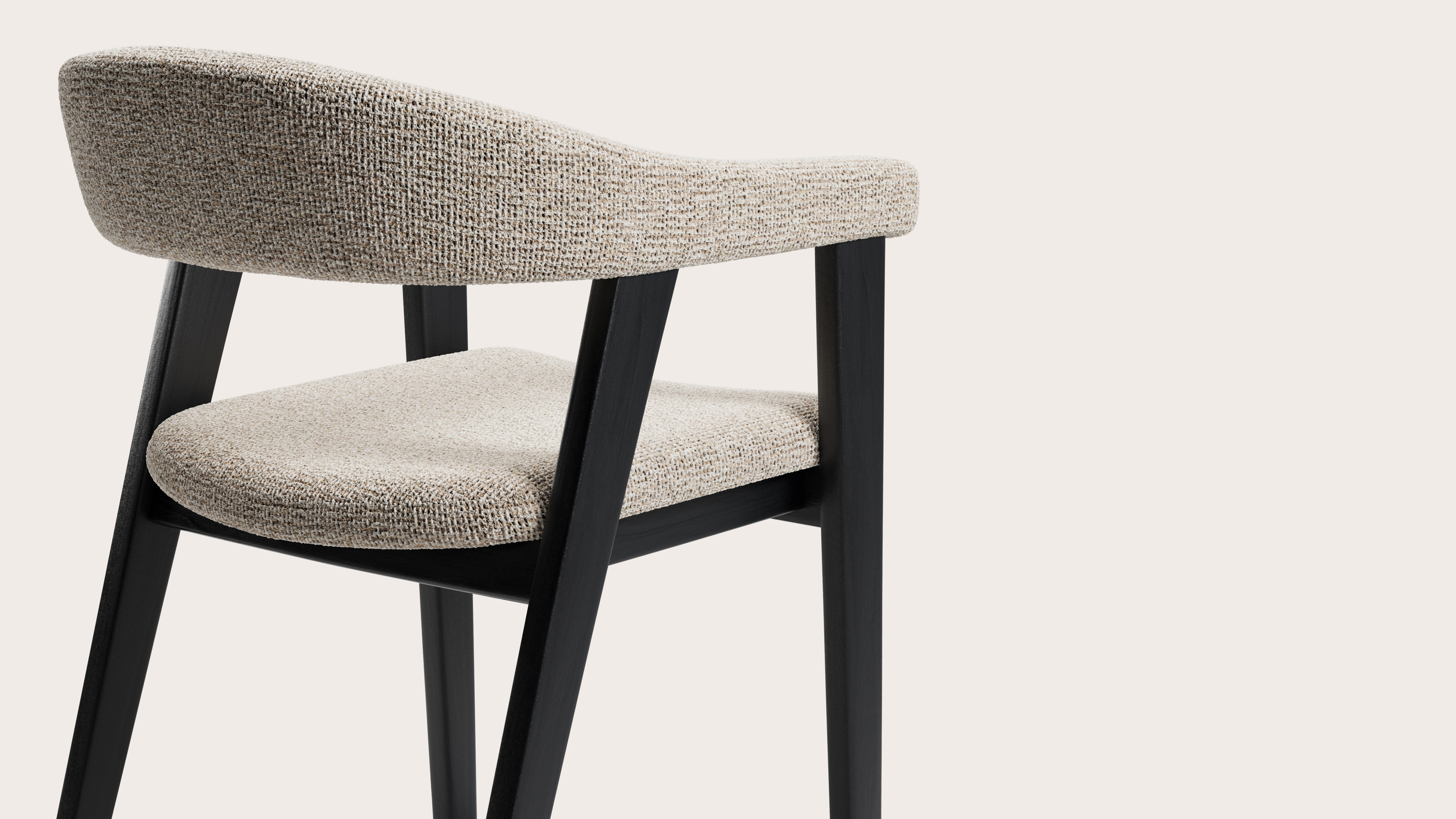 Fauteuil Gubbio en Fresco tissu Natural avec pied de chaise en chêne noir