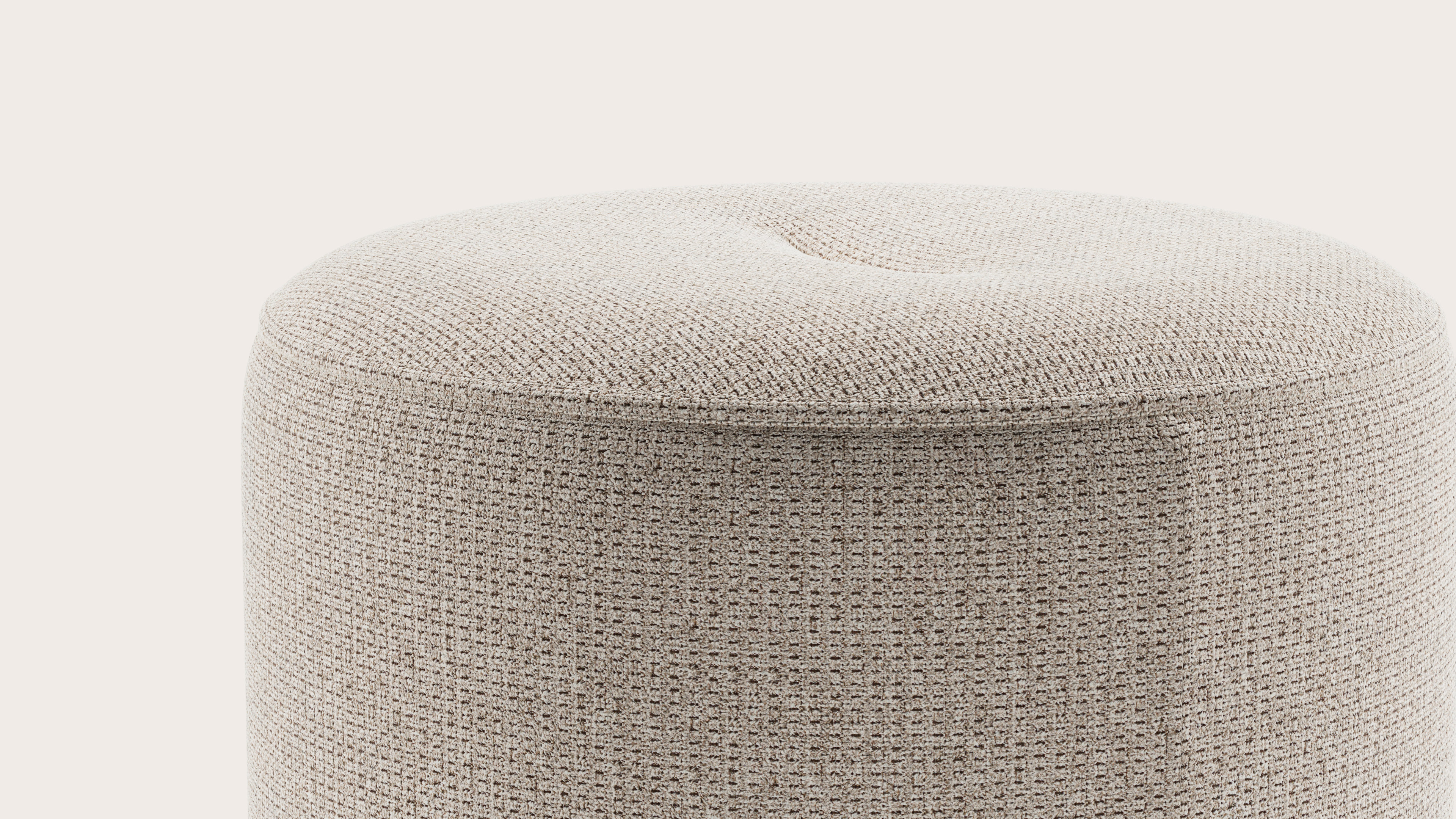 Tondo poef - Fuga stof Natural Ø45xH46cm