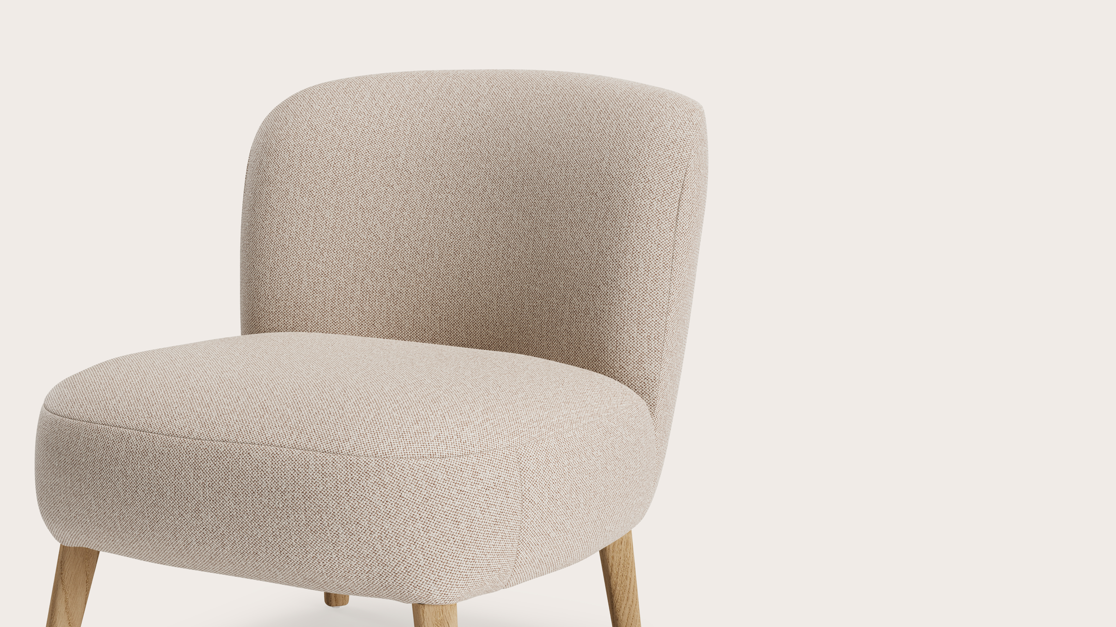 Fauteuil Aviano en Brio tissu Beige avec pied de chaise en chêne couleur naturelle