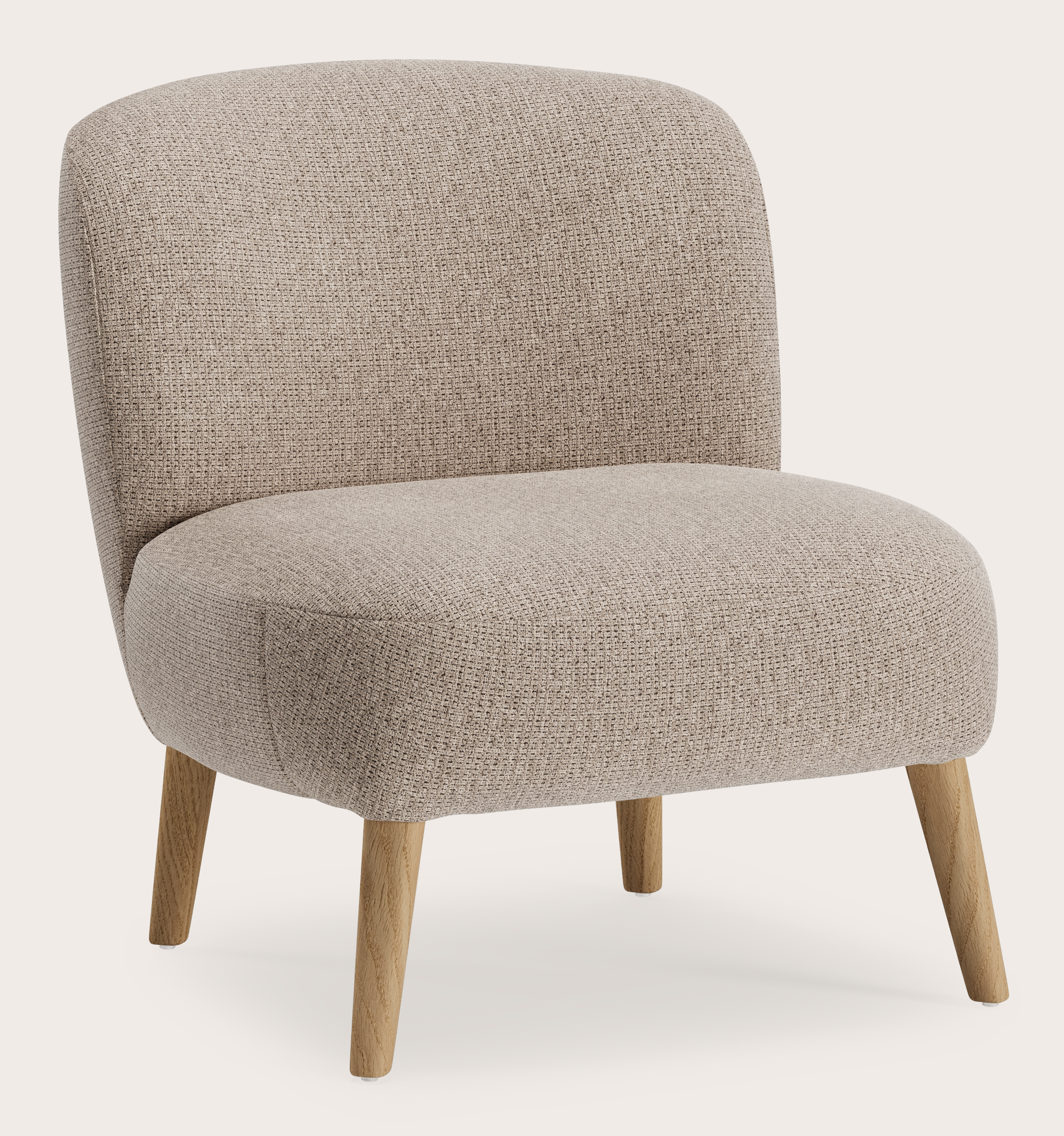 Aviano fauteuil in Fuga stof Taupe met stoelpoot in natuurkleurige eik