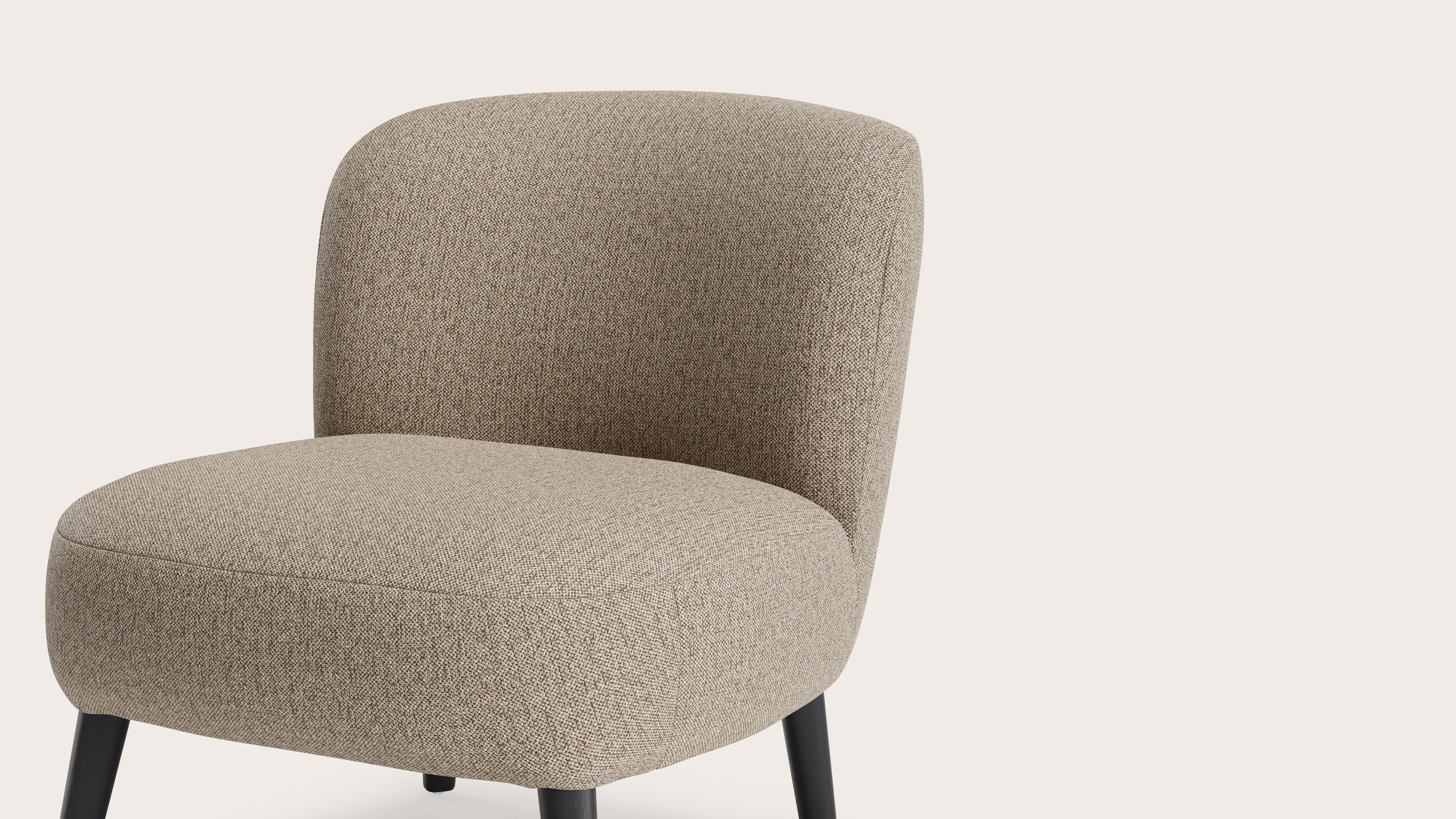 Fauteuil Aviano en Brio tissu Sesame avec pied de chaise en chêne noir