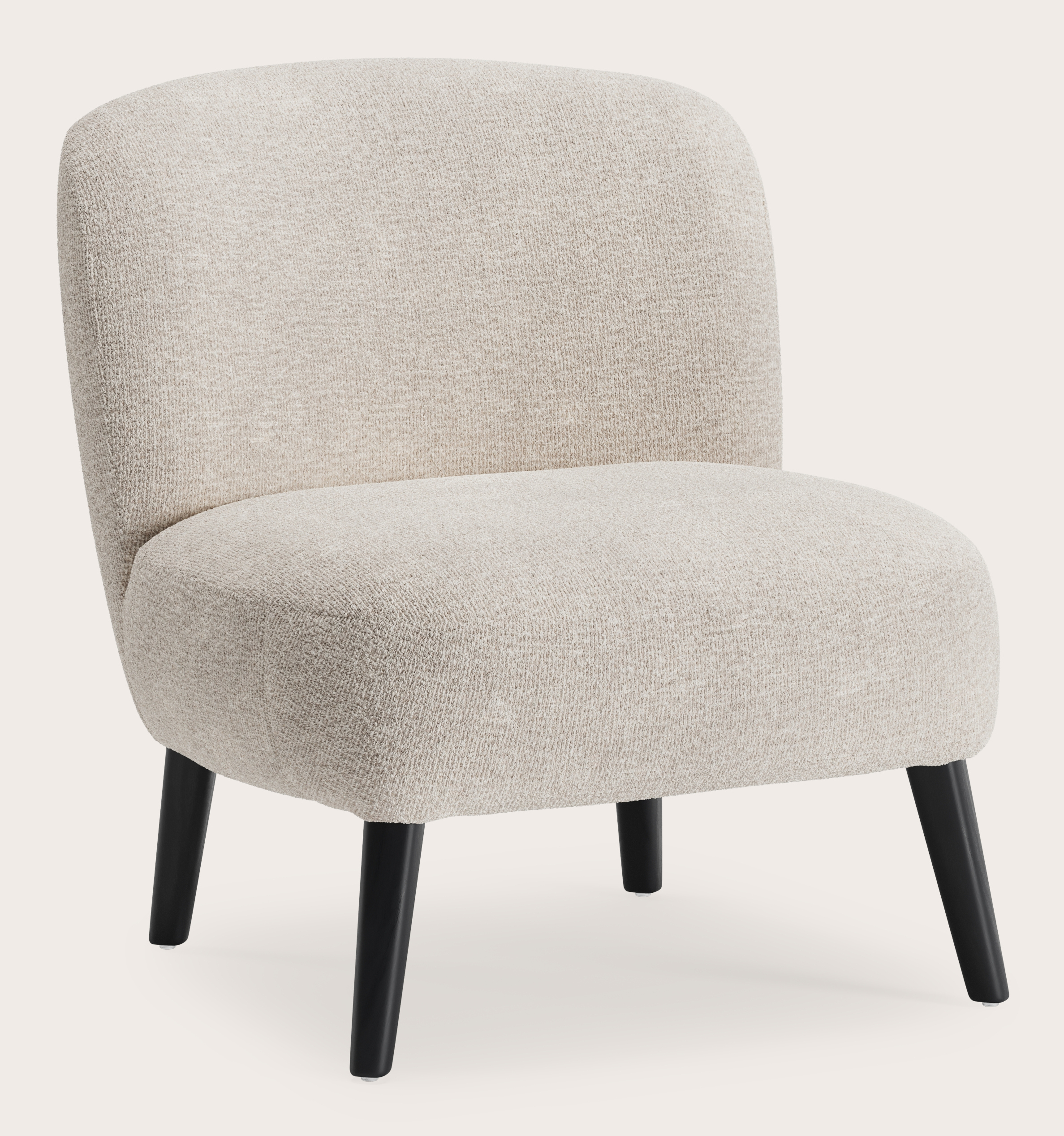 Fauteuil Aviano en Nova tissu Almond avec pied de chaise en chêne noir
