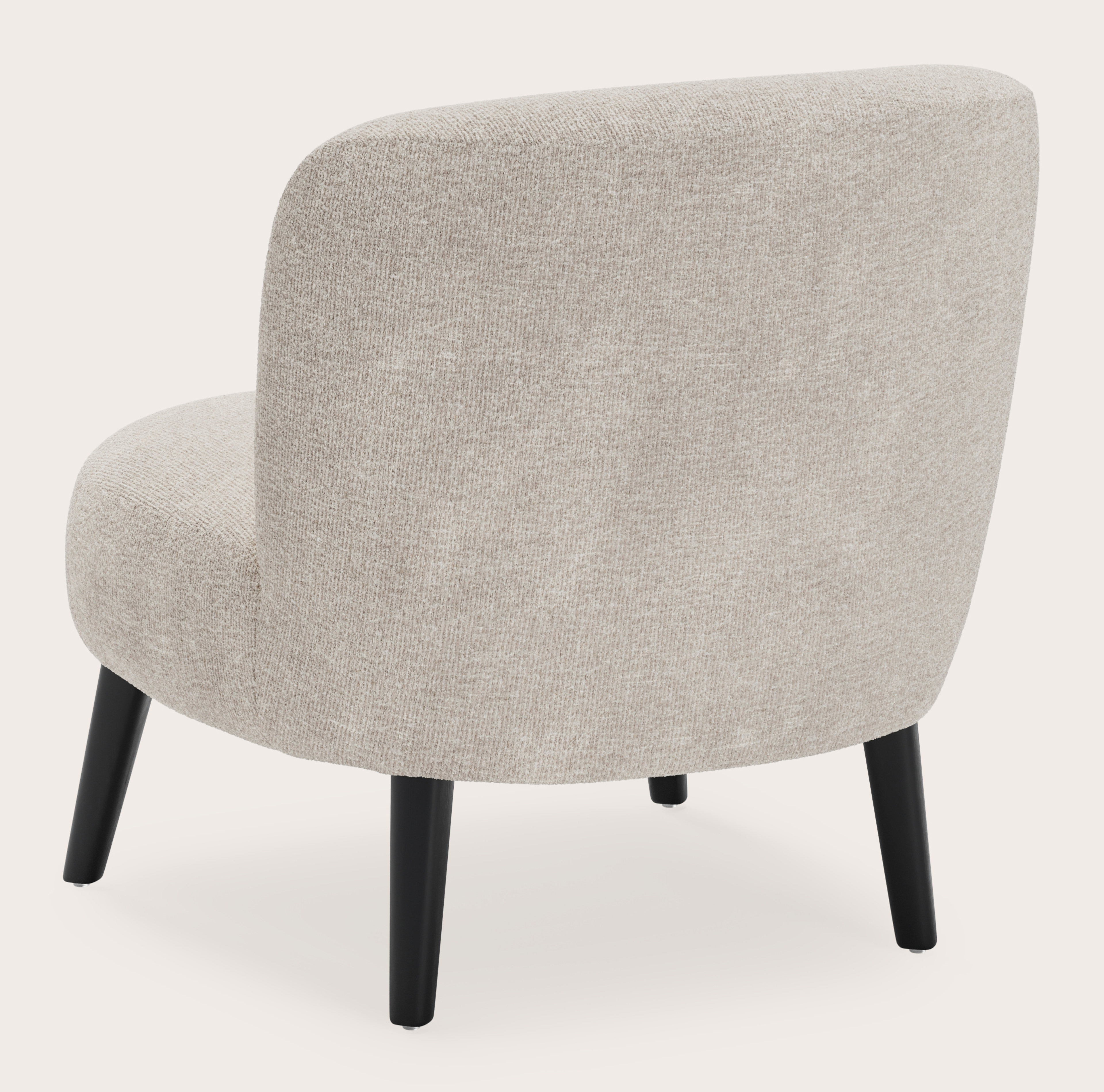 Fauteuil Aviano en Nova tissu Almond avec pied de chaise en chêne noir