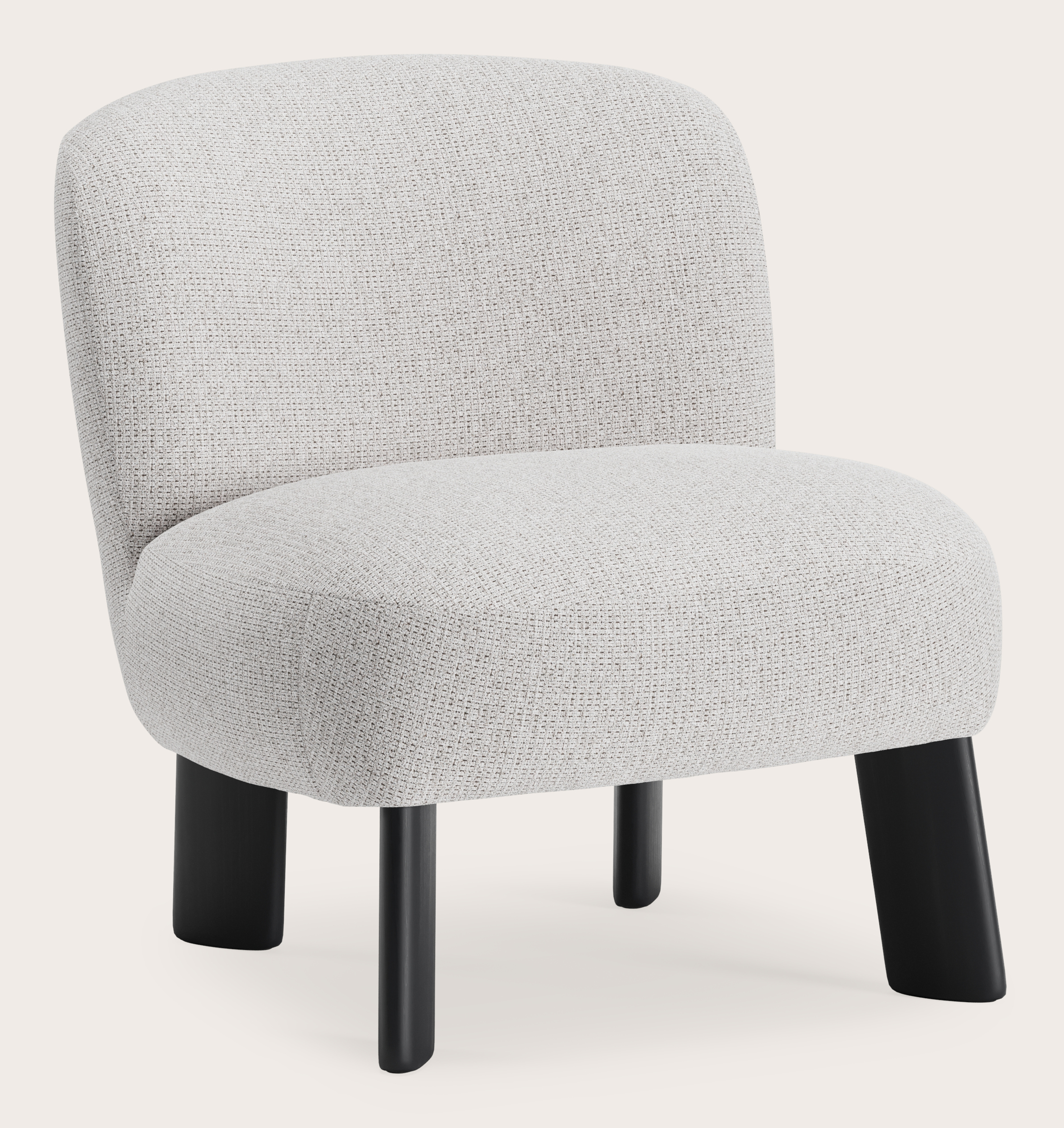 Arezzo fauteuil in Fuga stof Grey met stoelpoot in zwarte eik