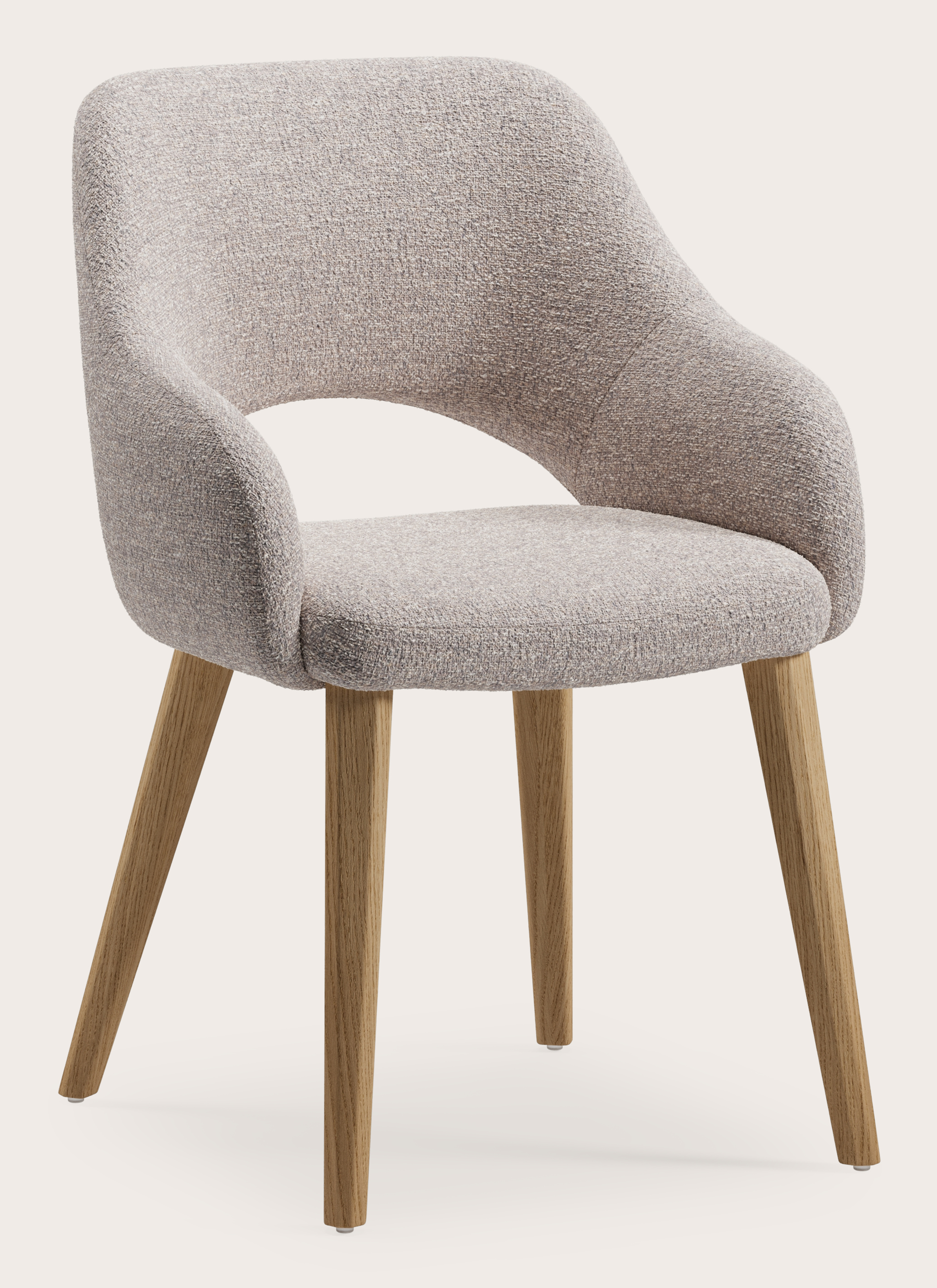 Fauteuil Gabrio en Stanza tissu Shell avec pied de chaise en chêne couleur naturelle