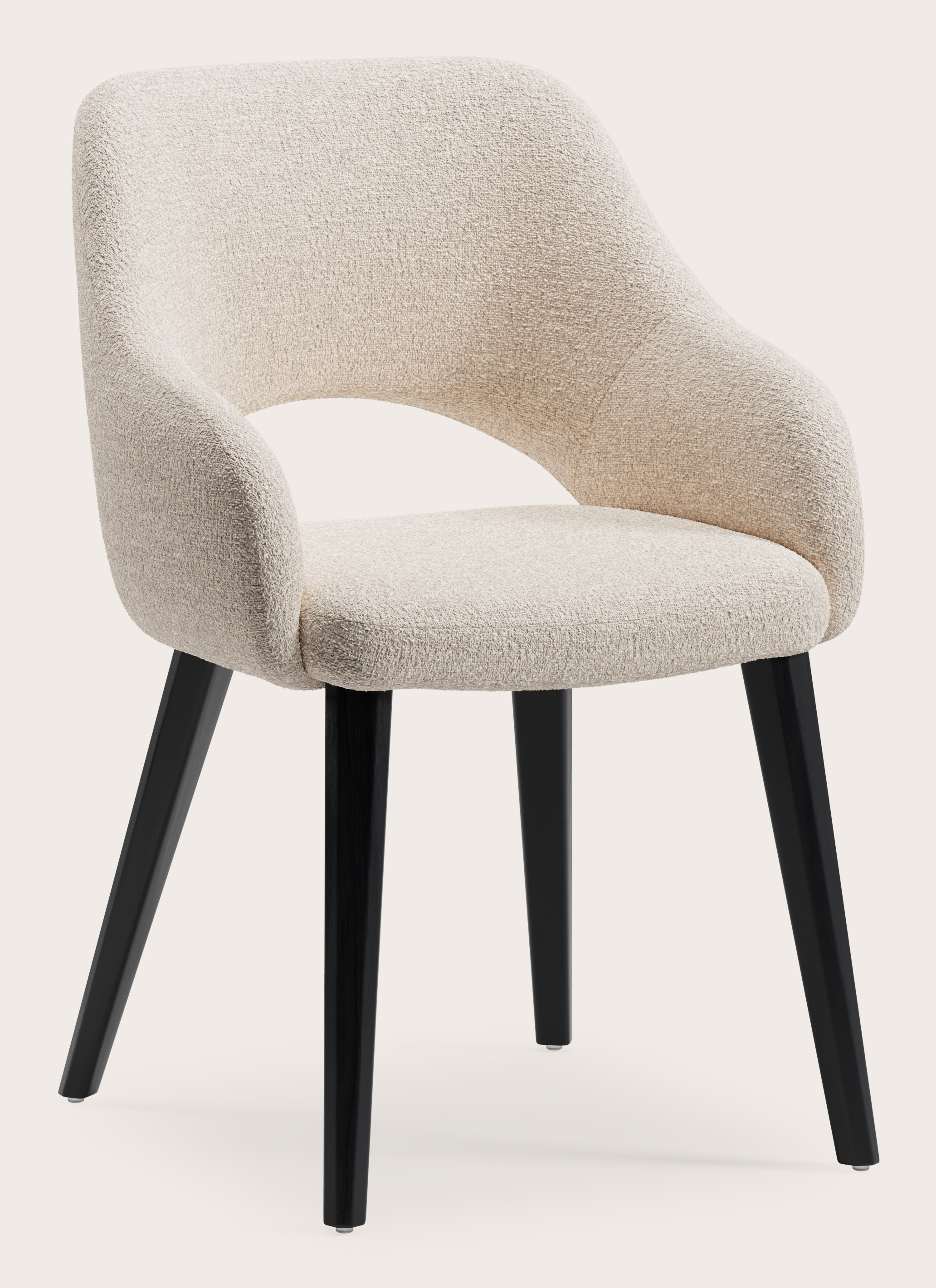 Fauteuil Gabrio en Stanza tissu Natural avec pied de chaise en chêne noir