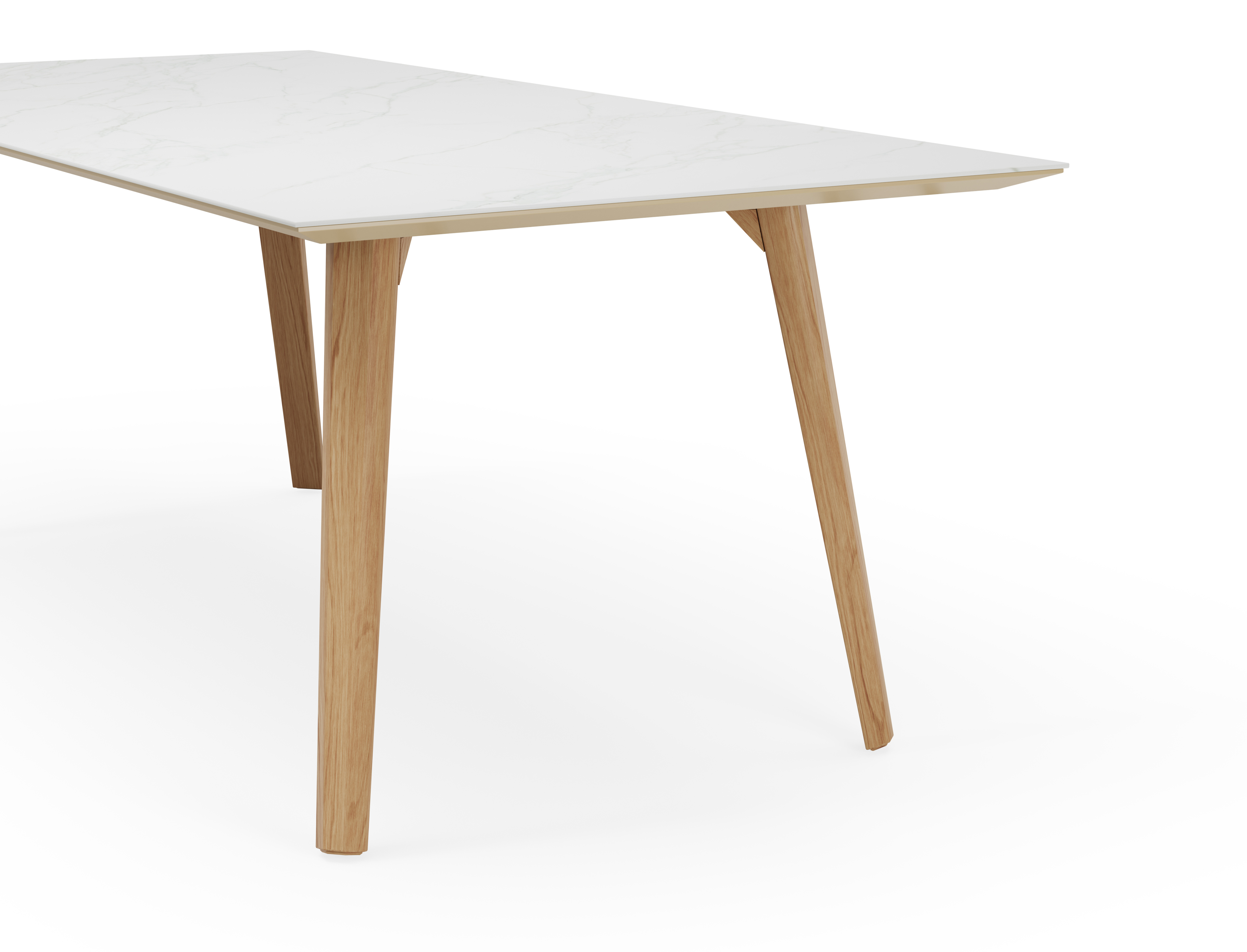 Table de salle à manger Clino armature en chêne couleur naturelle avec plateau Ceramo rectangulaire céramique en couleur Calacatta x x 77 cm