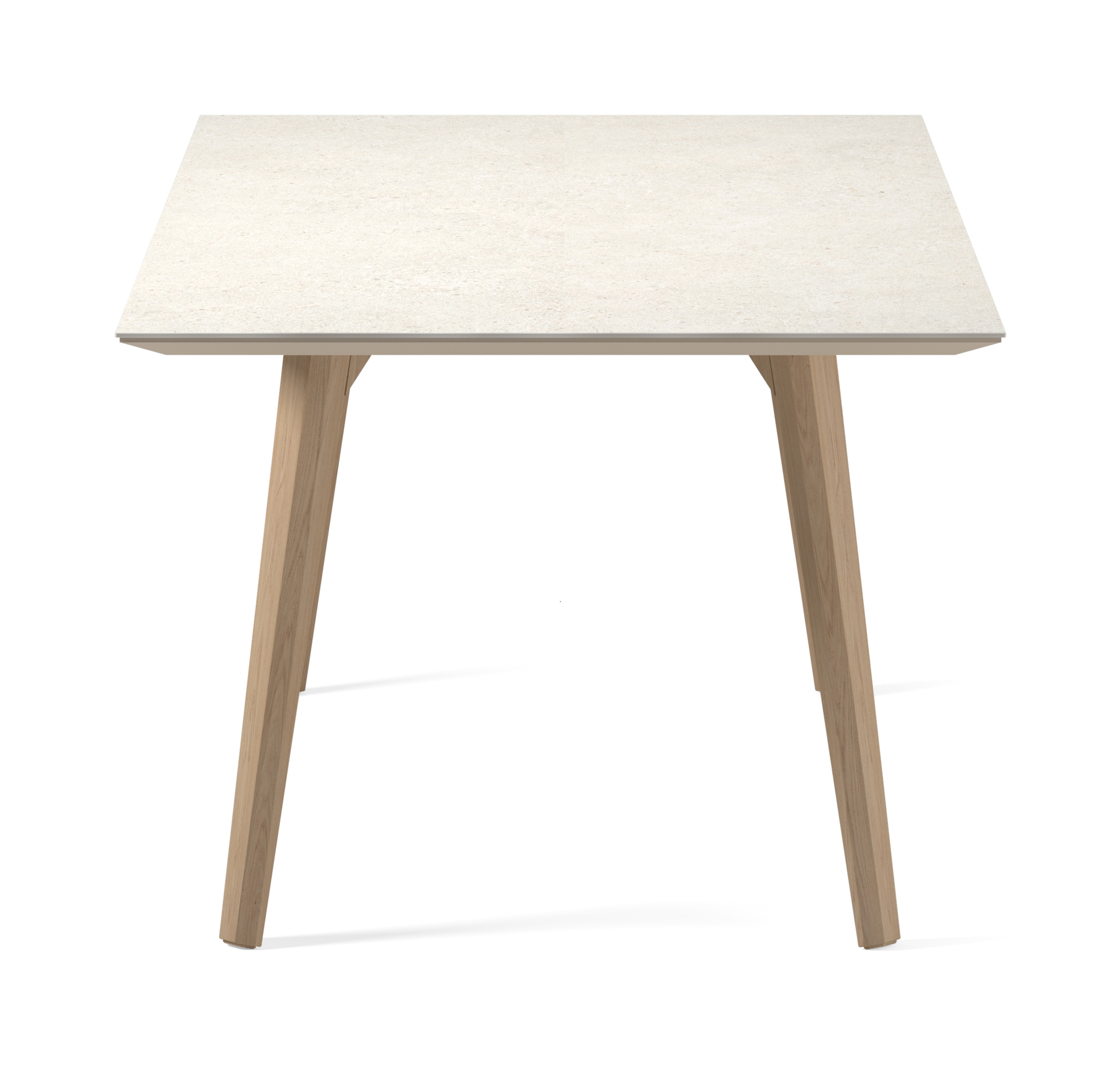 Eettafel Clino onderstel in natuurkleurige eik met rechthoekig volkeramisch Ceramo blad in kleur Shilin 180 x 90 x 77 cm