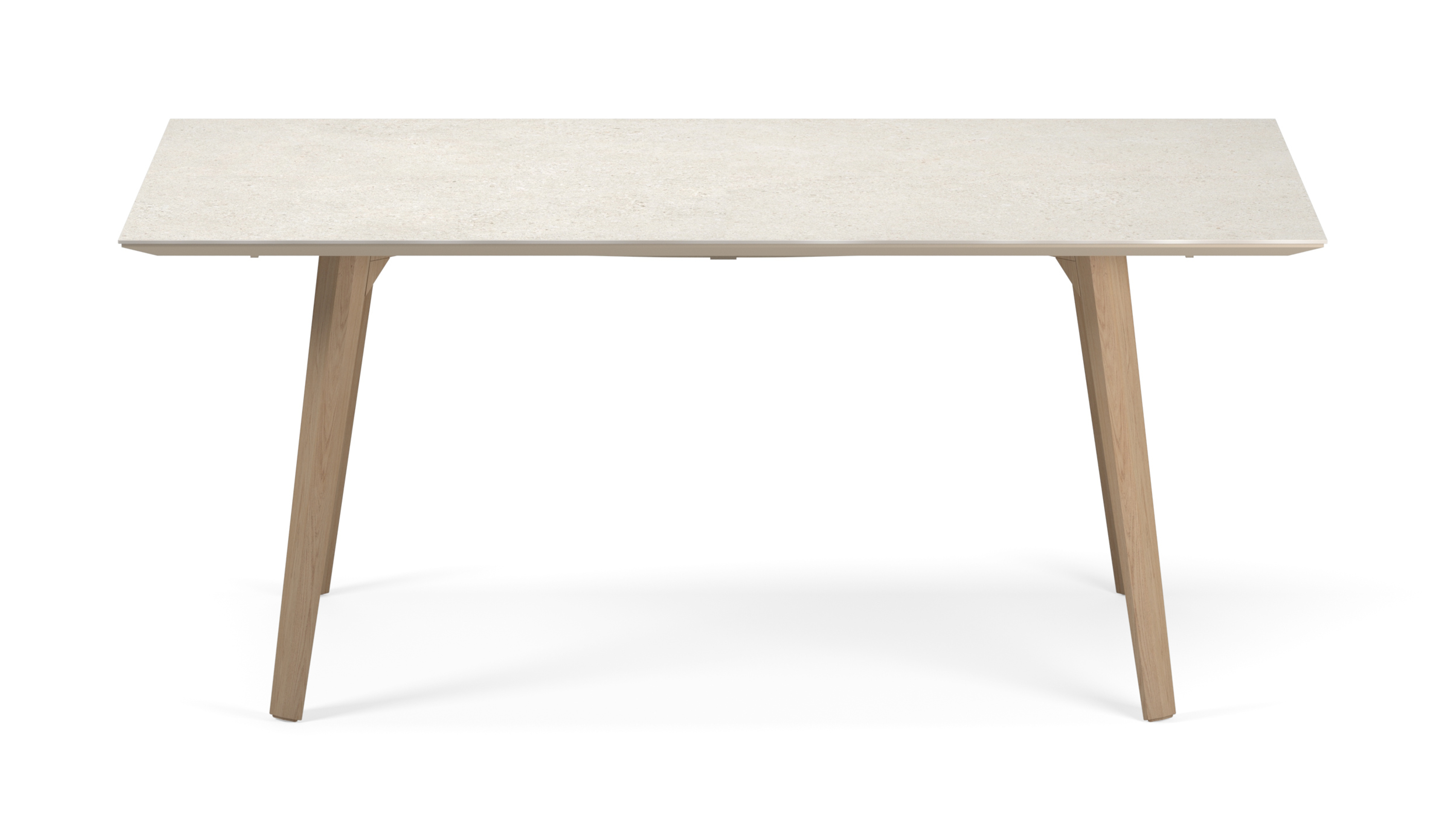 Eettafel Clino onderstel in natuurkleurige eik met rechthoekig volkeramisch Ceramo blad in kleur Shilin 180 x 90 x 77 cm