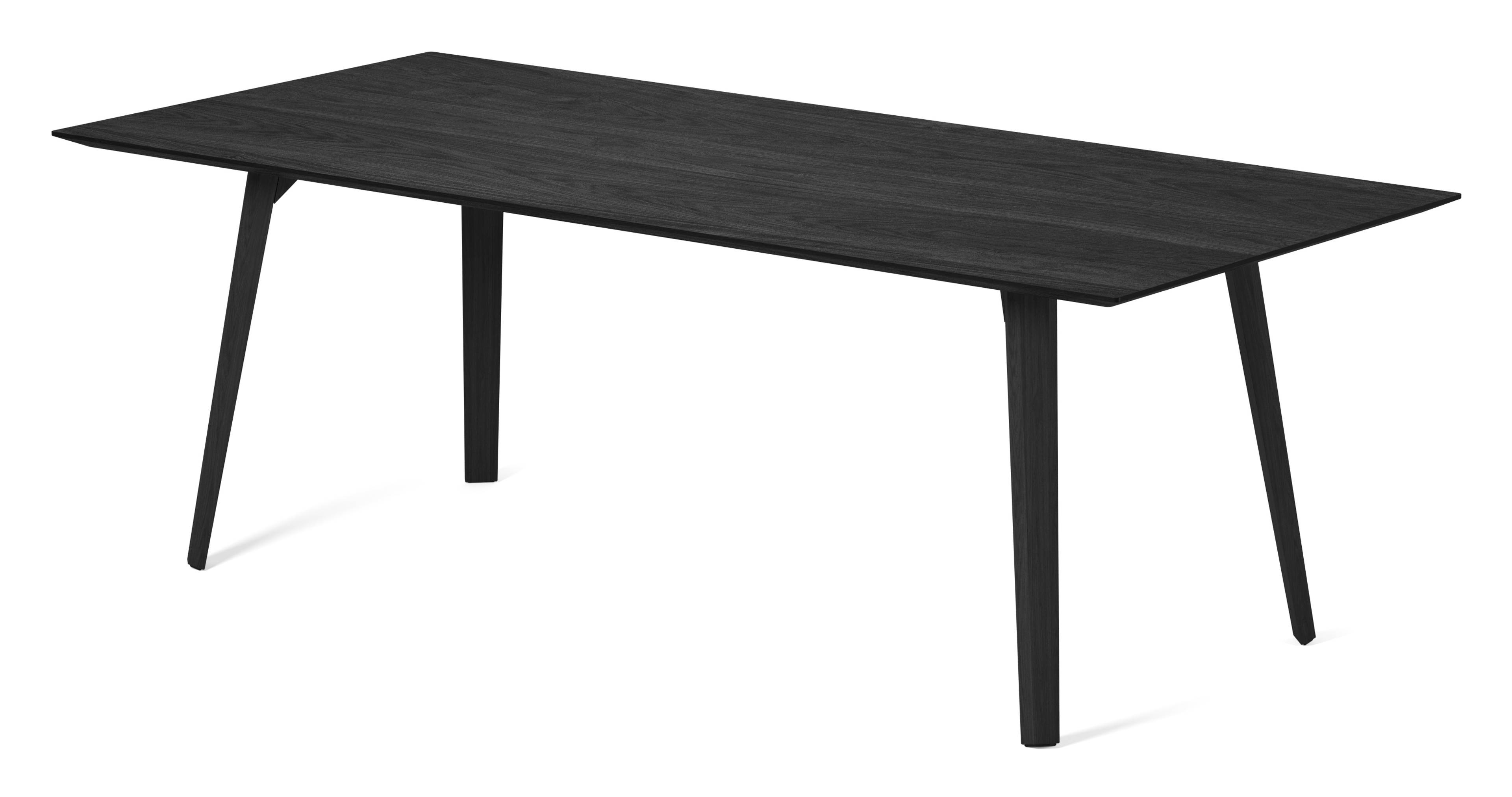 Eettafel Clino onderstel in zwarte eik met rechthoekig Finesso blad in zwarte eik 220 x 100 x 77 cm