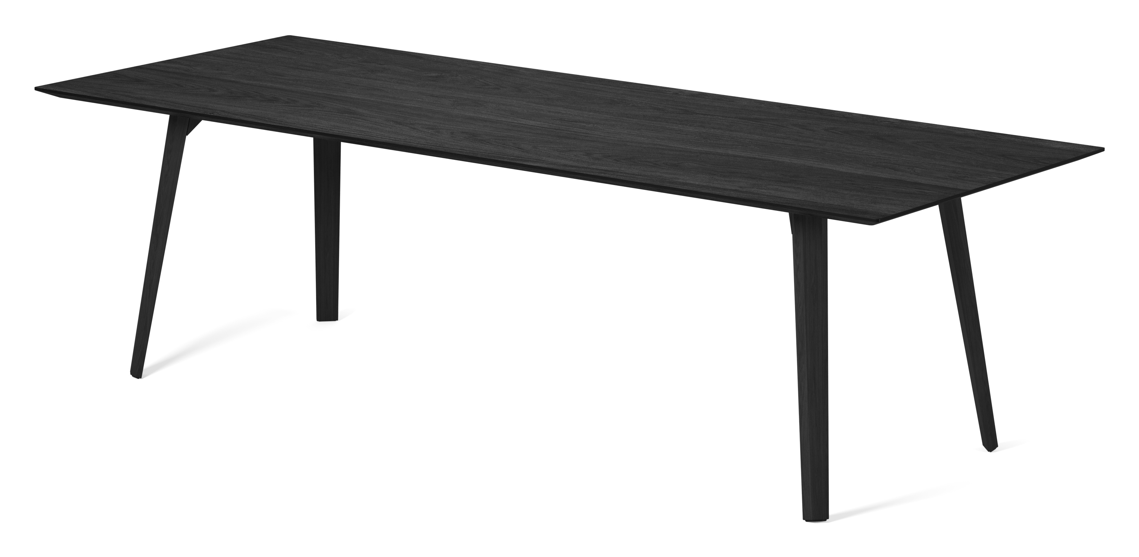 Eettafel Clino onderstel in zwarte eik met rechthoekig Finesso blad in zwarte eik 260 x 100 x 77 cm