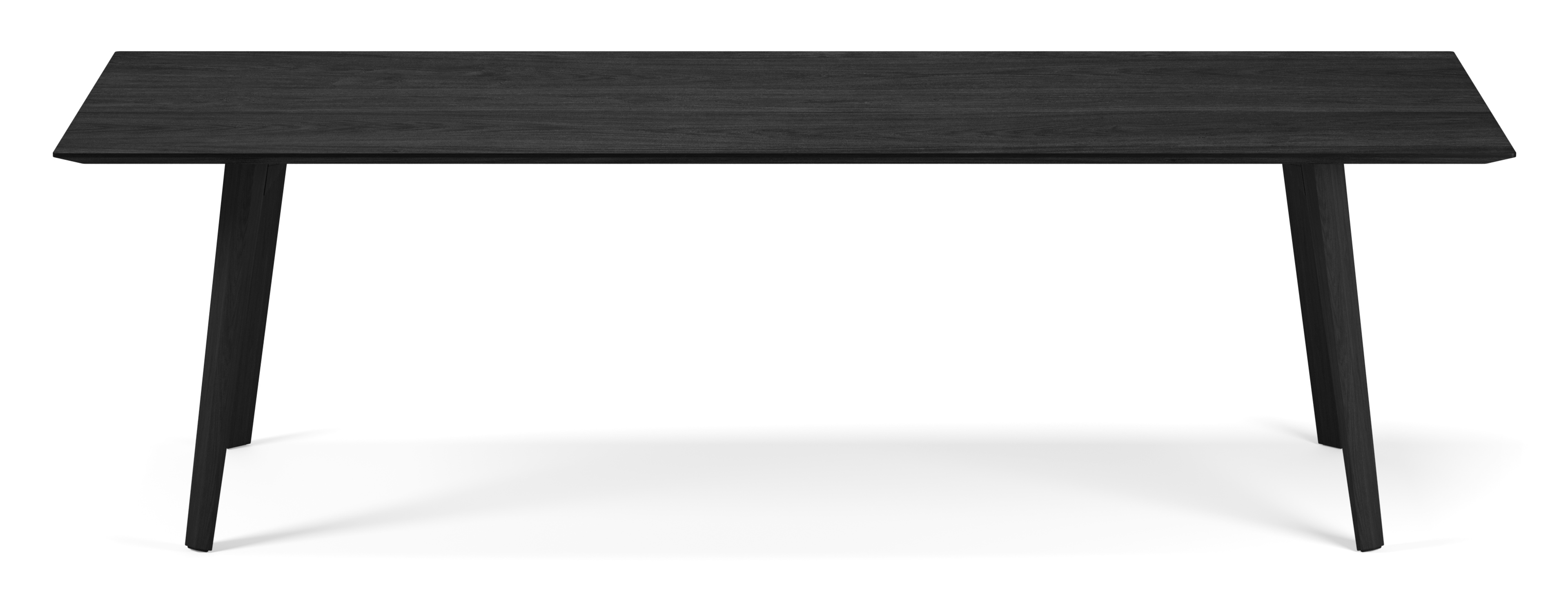 Eettafel Clino onderstel in zwarte eik met rechthoekig Finesso blad in zwarte eik 260 x 100 x 77 cm