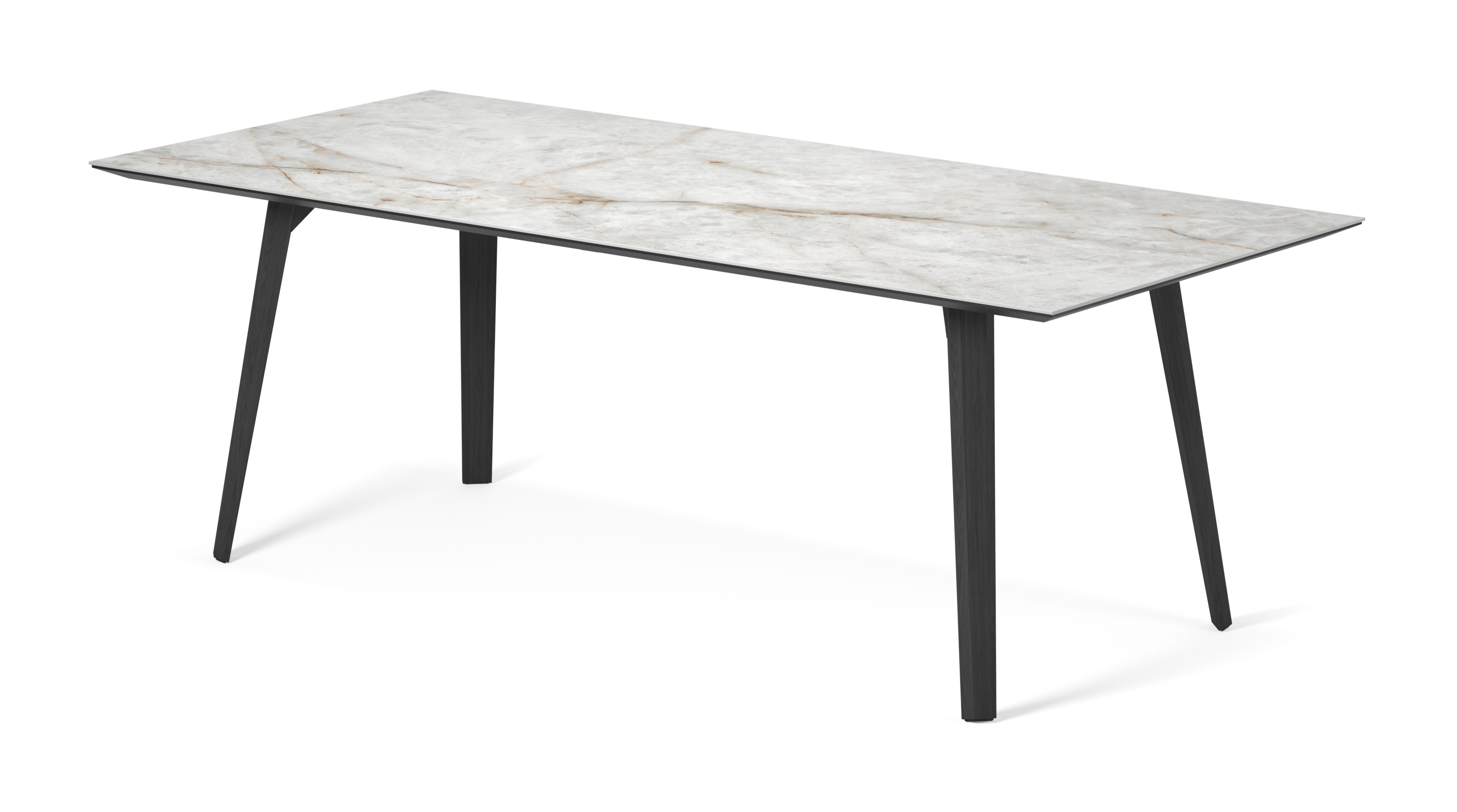 Table de salle à manger Clino armature en chêne noir avec plateau Ceramo rectangulaire céramique en couleur Himalaya 220 x 100 x 77 cm