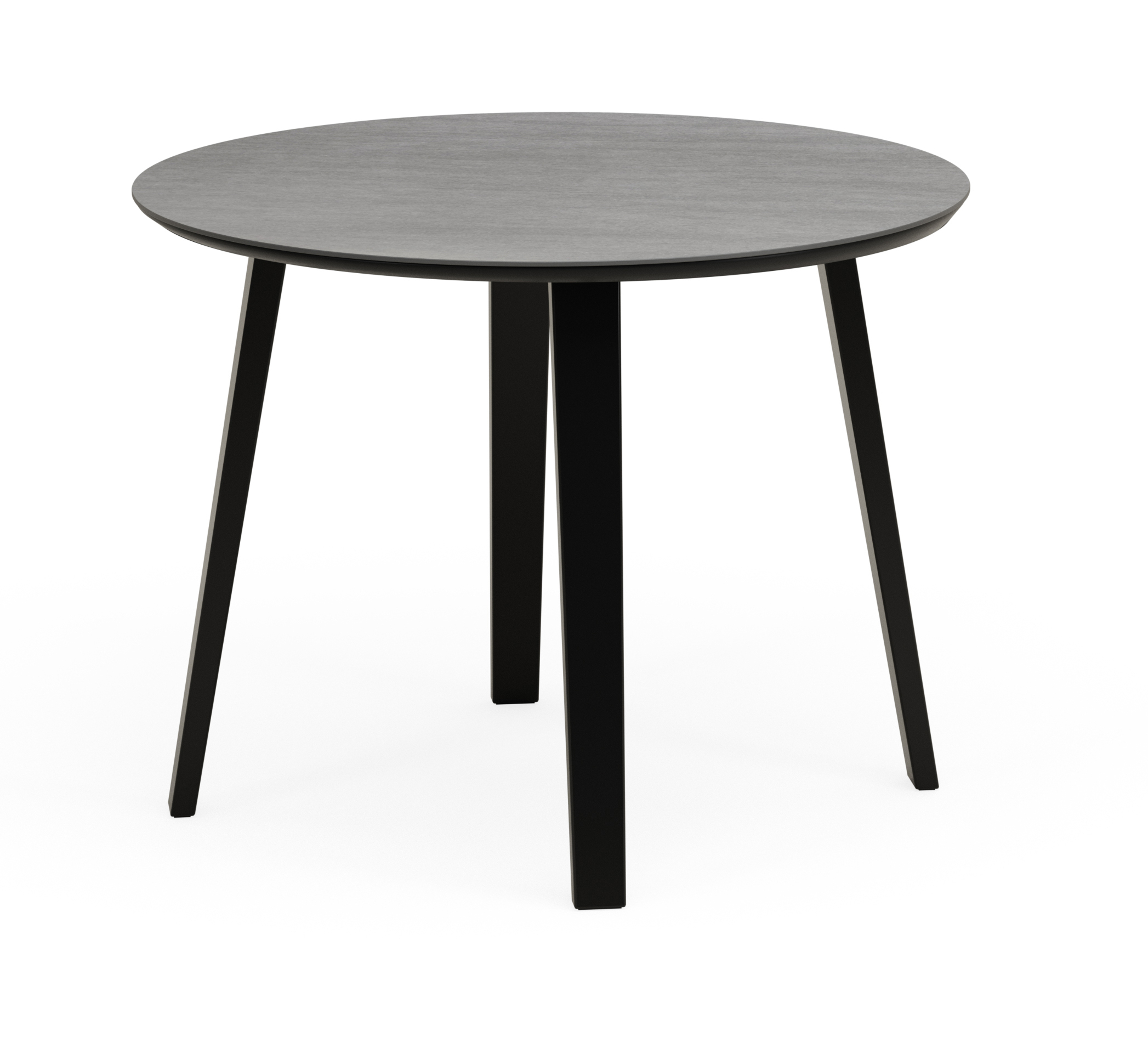 Eettafel Clino onderstel in zwart metaal met rond volkeramisch Ceramo blad in kleur Basalt Black Ø100 x 77 cm