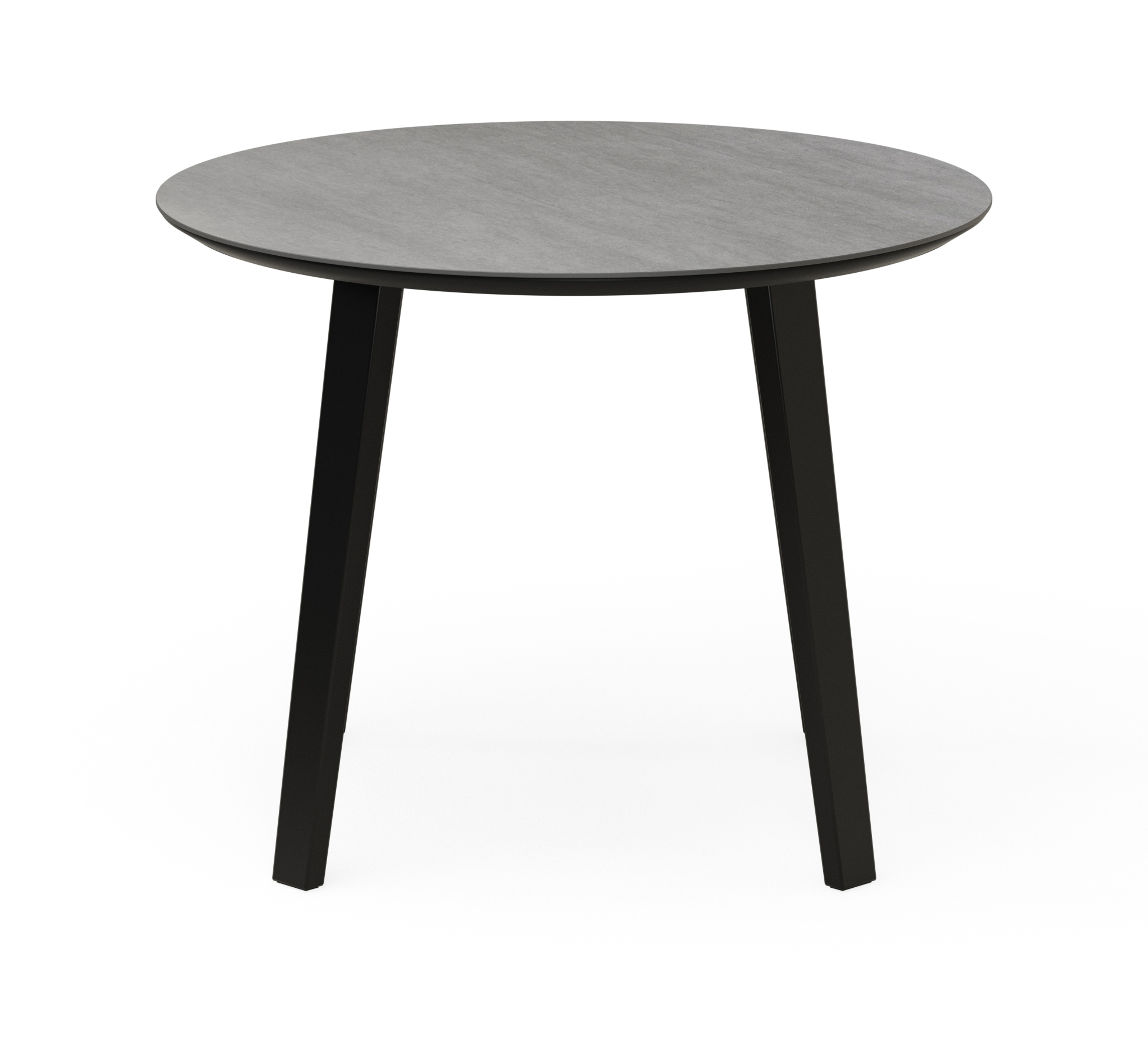 Eettafel Clino onderstel in zwart metaal met rond volkeramisch Ceramo blad in kleur Basalt Black Ø100 x 77 cm