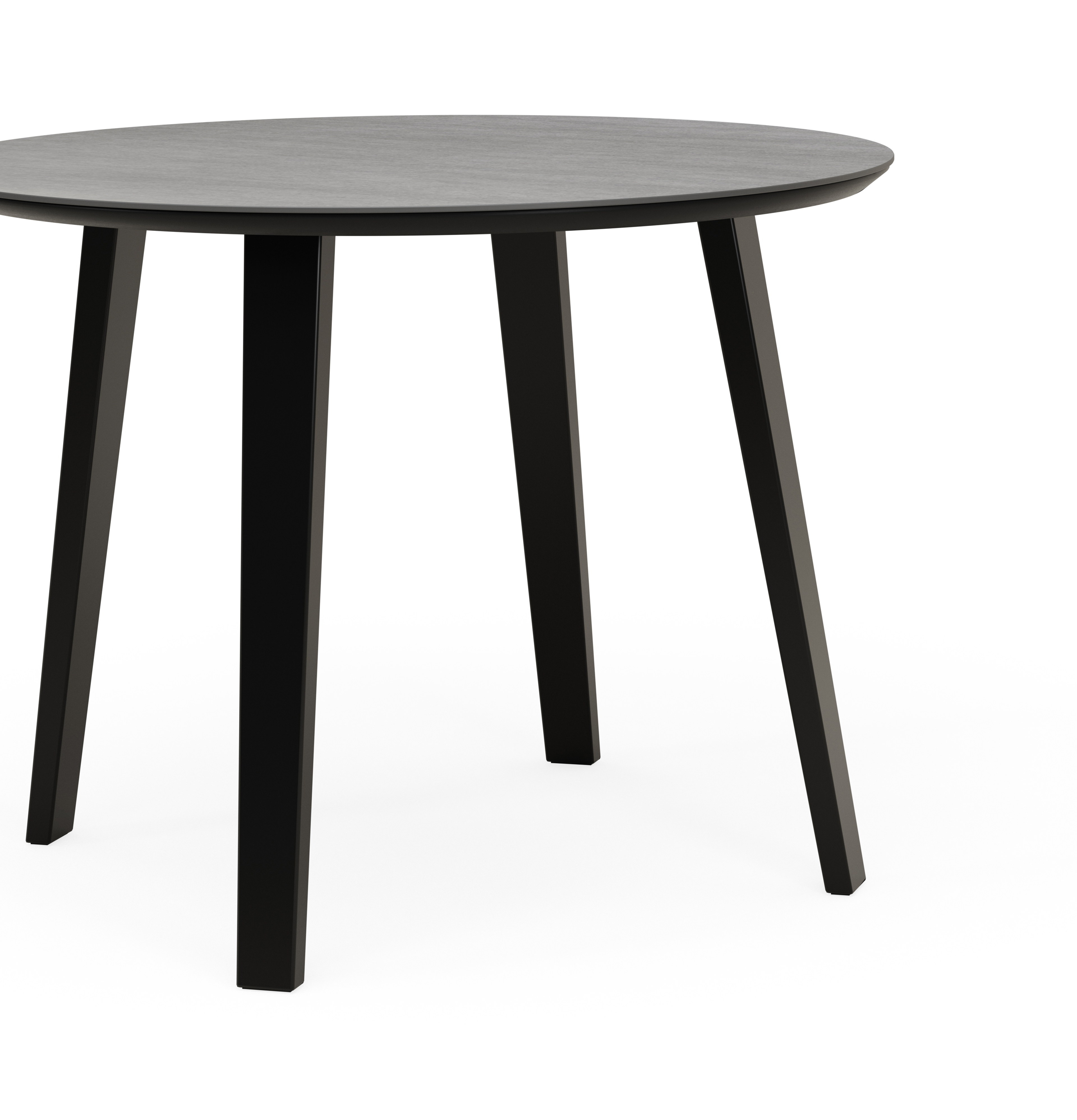 Eettafel Clino onderstel in zwart metaal met rond volkeramisch Ceramo blad in kleur Basalt Black Ø100 x 77 cm