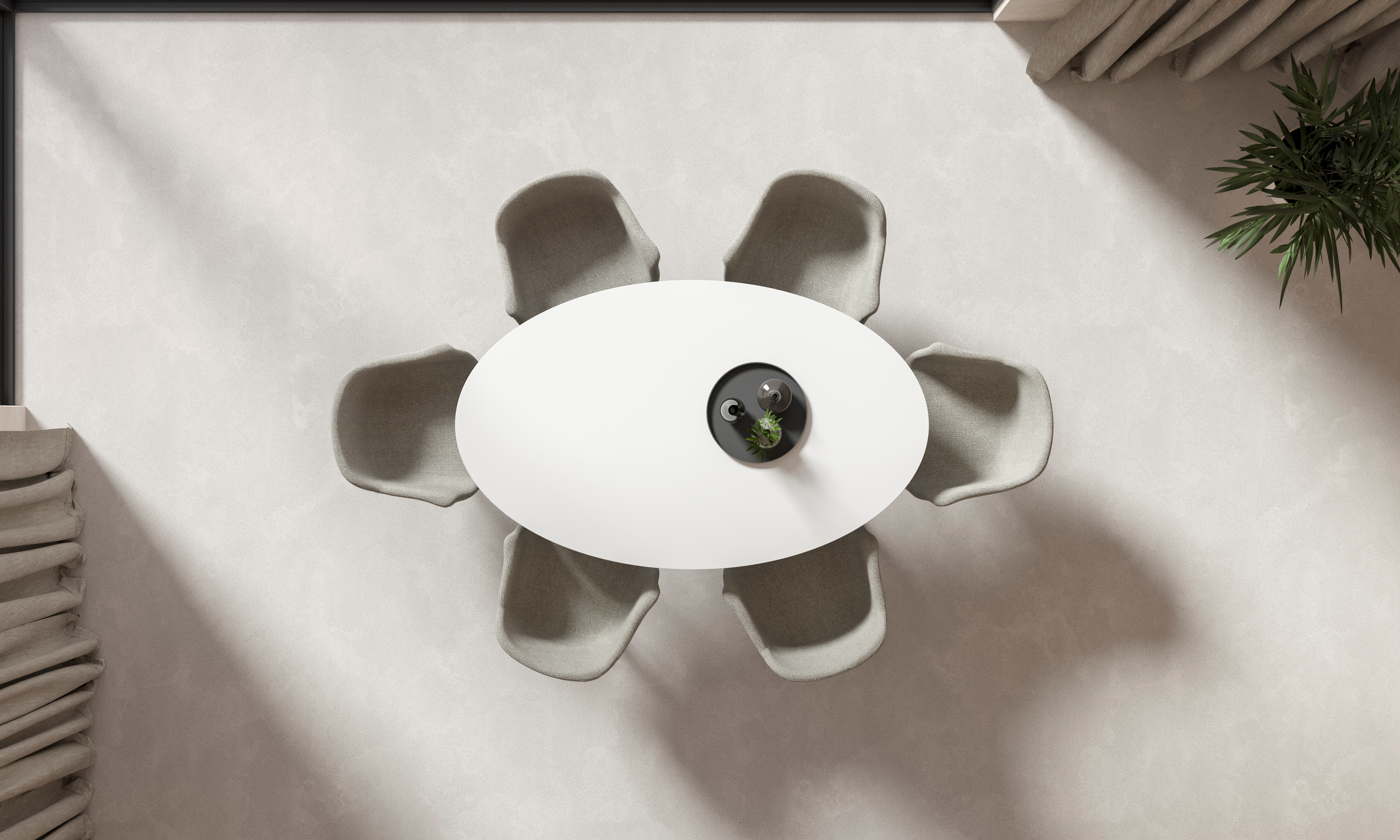 Table de salle à manger Tiendo armature en métal noir avec plateau Ceramo ovale en céramique en couleur Arctic White 180 x 110 x 77 cm