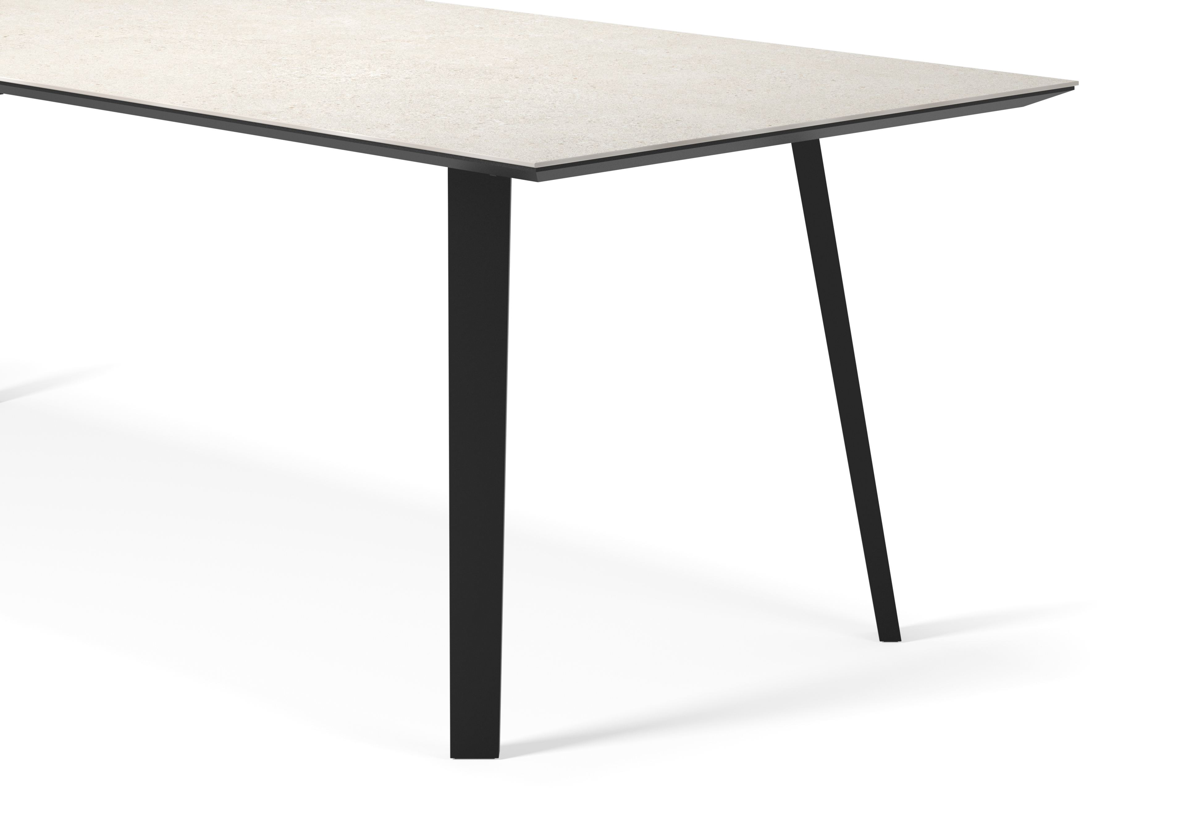 Eettafel Clino onderstel in zwart metaal met rechthoekig volkeramisch Ceramo blad in kleur Shilin 300 x 100 x 77 cm