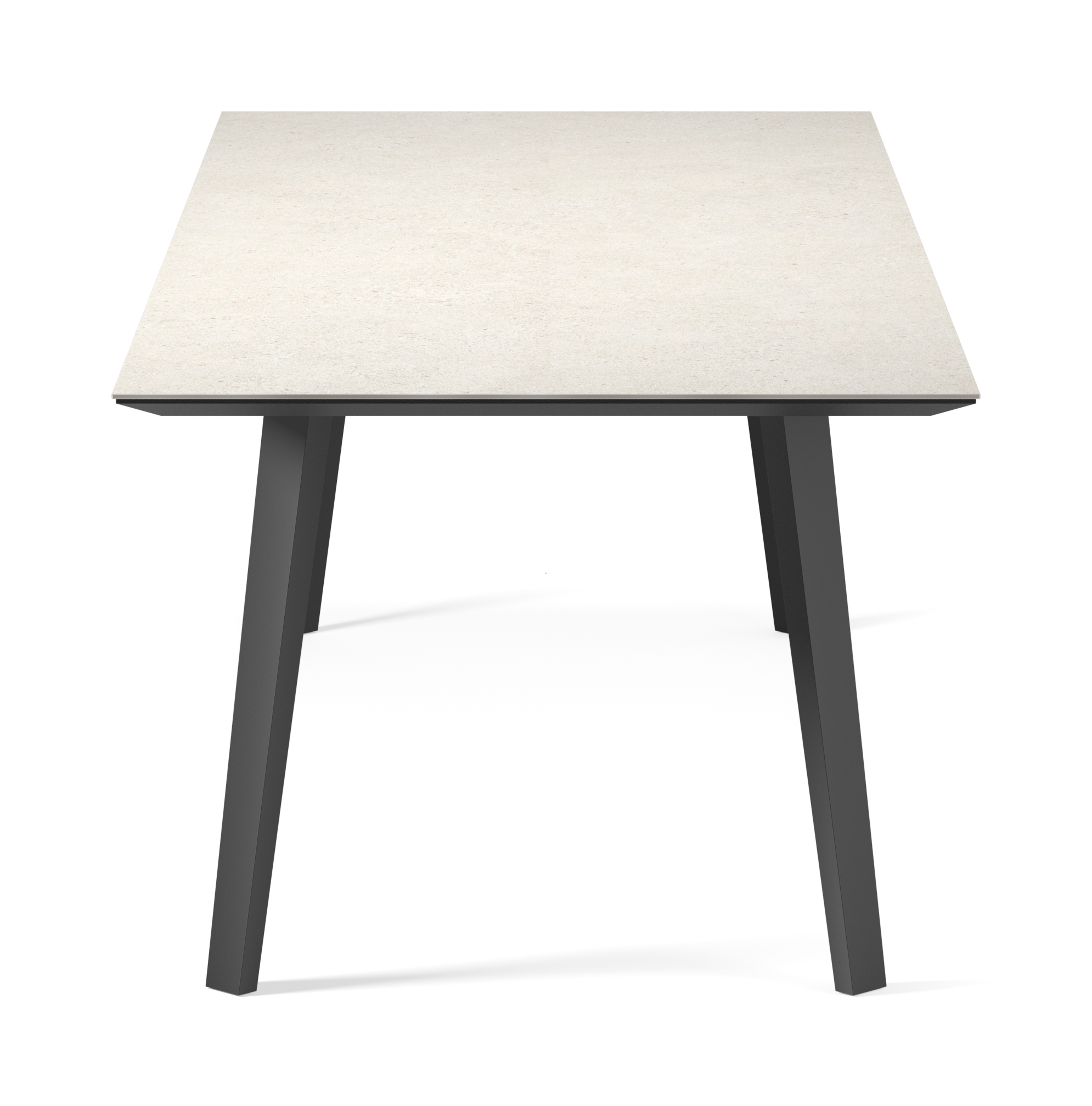 Eettafel Clino onderstel in zwart metaal met rechthoekig volkeramisch Ceramo blad in kleur Shilin 300 x 100 x 77 cm