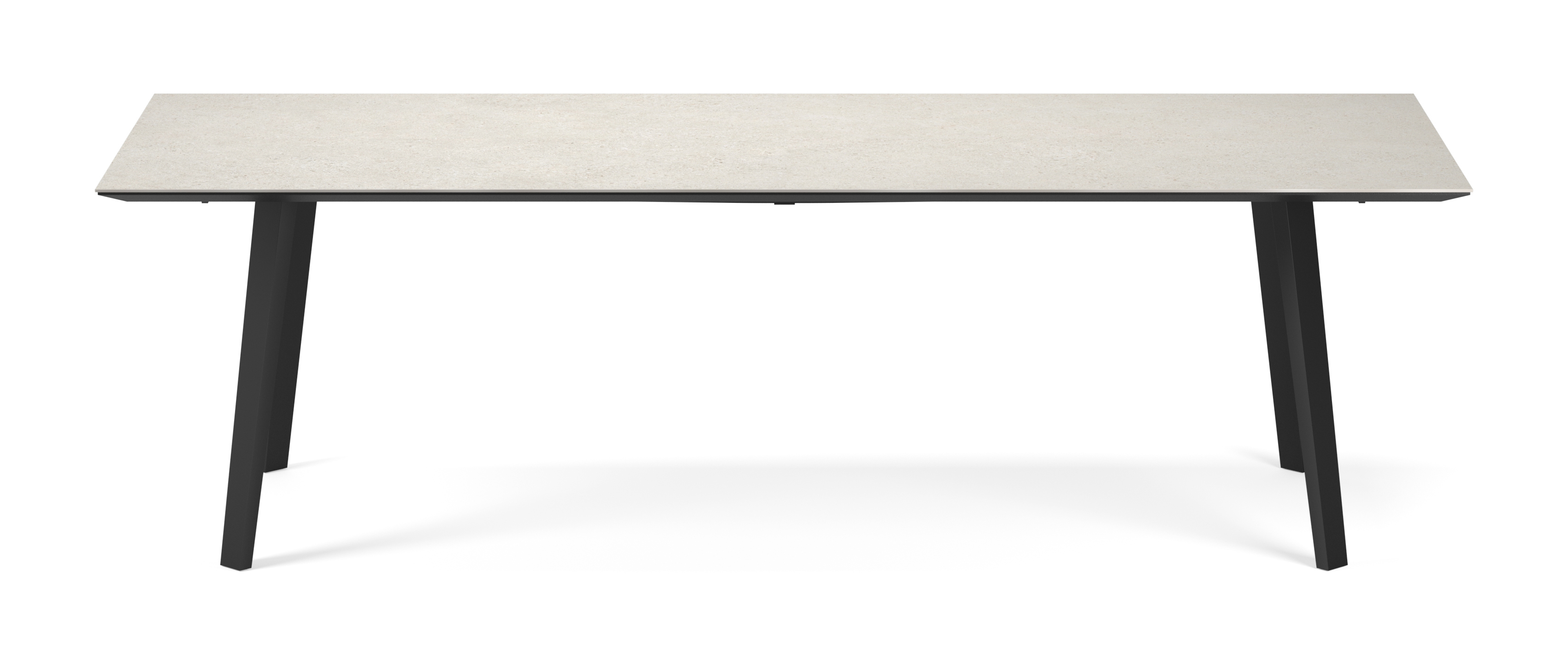 Eettafel Clino onderstel in zwart metaal met rechthoekig volkeramisch Ceramo blad in kleur Shilin 300 x 100 x 77 cm