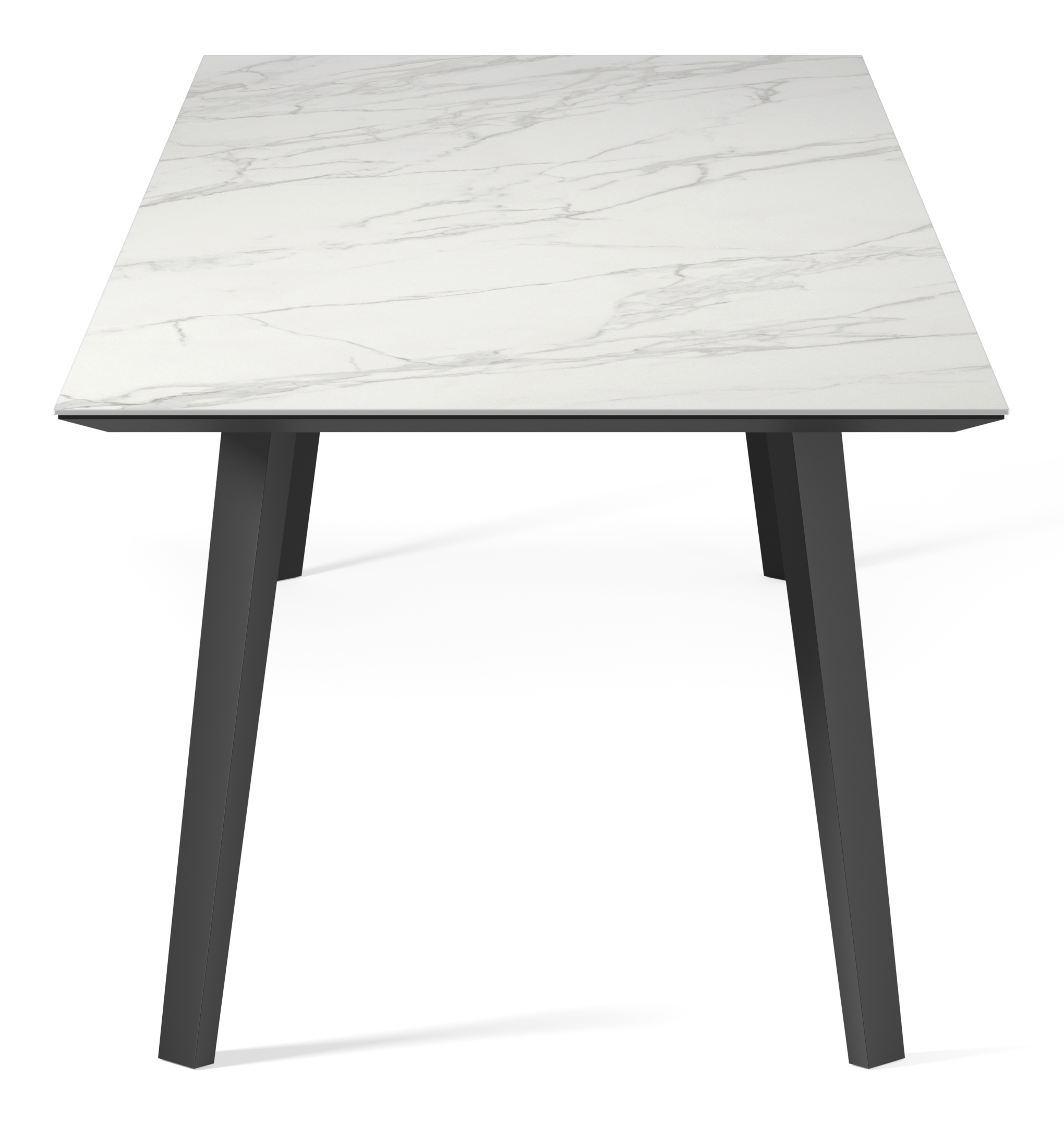 Table de salle à manger Clino armature en métal noir avec plateau Ceramo rectangulaire céramique en couleur Calacatta 300 x 100 x 77 cm