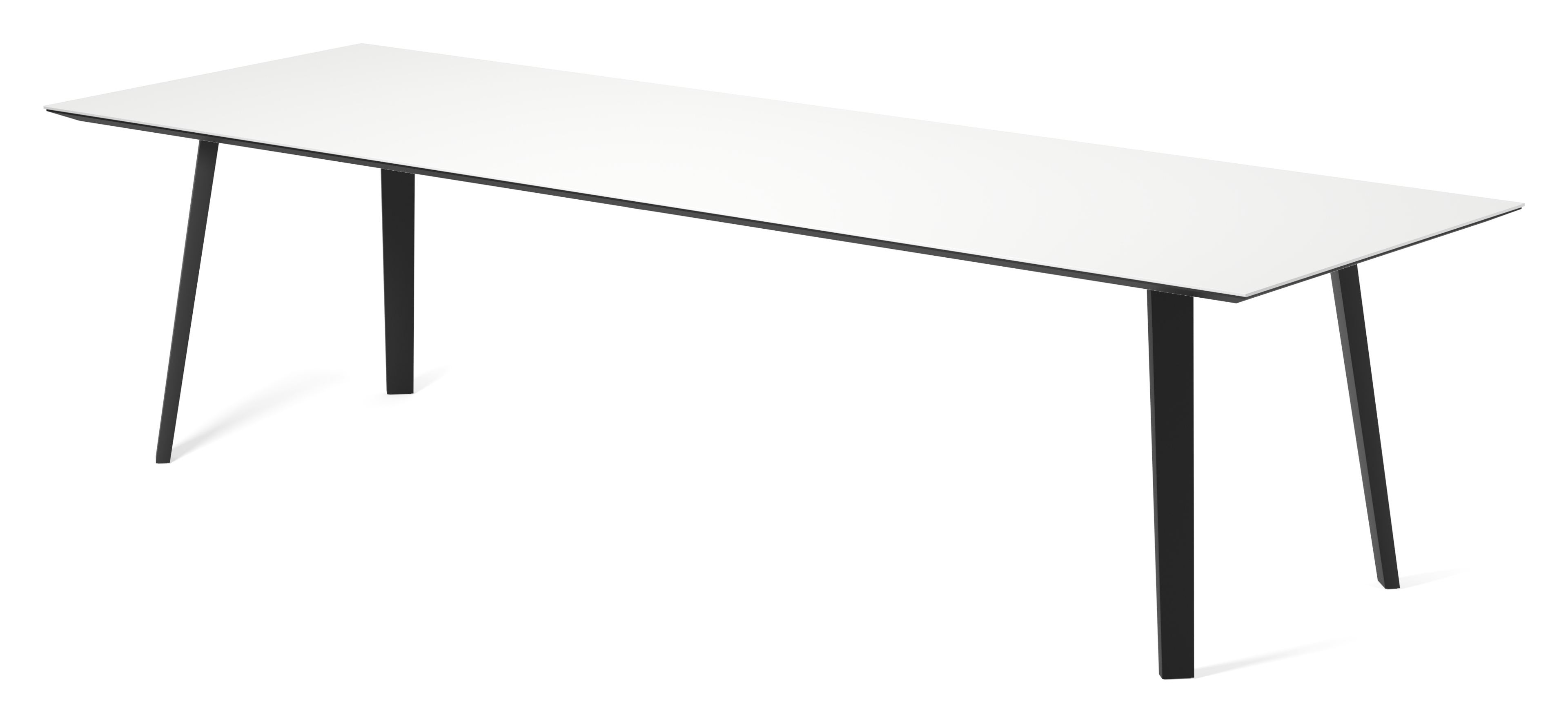 Table de salle à manger Clino armature en métal noir  avec plateau Ceramo rectangulaire céramique en couleur Arctic White 300 x 100 x 77 cm