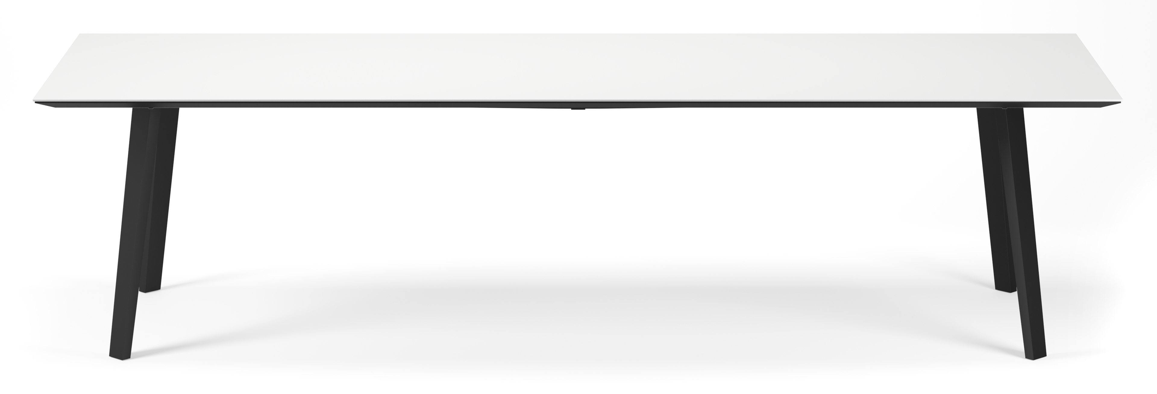 Table de salle à manger Clino armature en métal noir  avec plateau Ceramo rectangulaire céramique en couleur Arctic White 300 x 100 x 77 cm