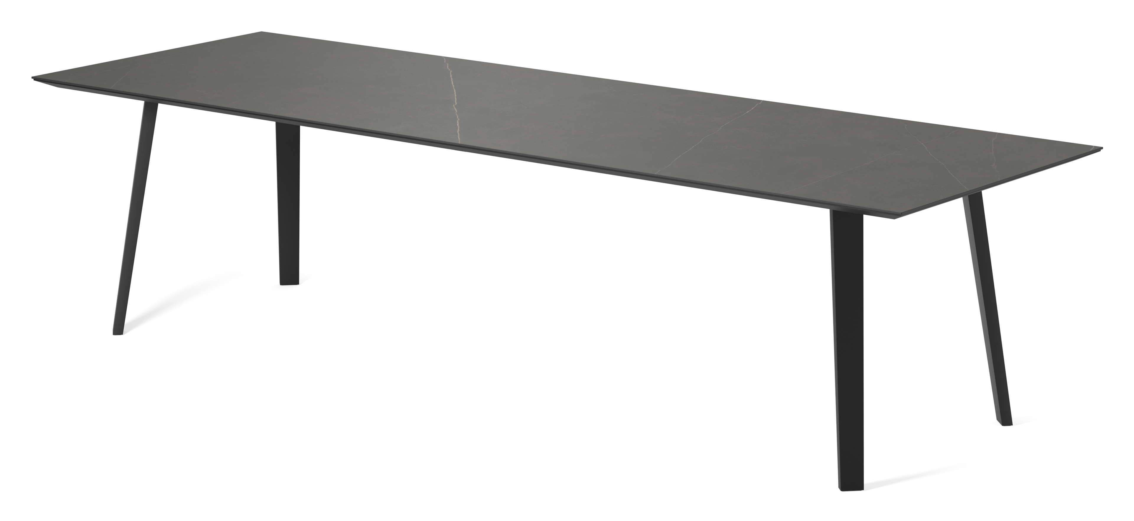 Eettafel Clino onderstel in zwart metaal met rechthoekig volkeramisch Ceramo blad in kleur Calatorao 300 x 100 x 77 cm