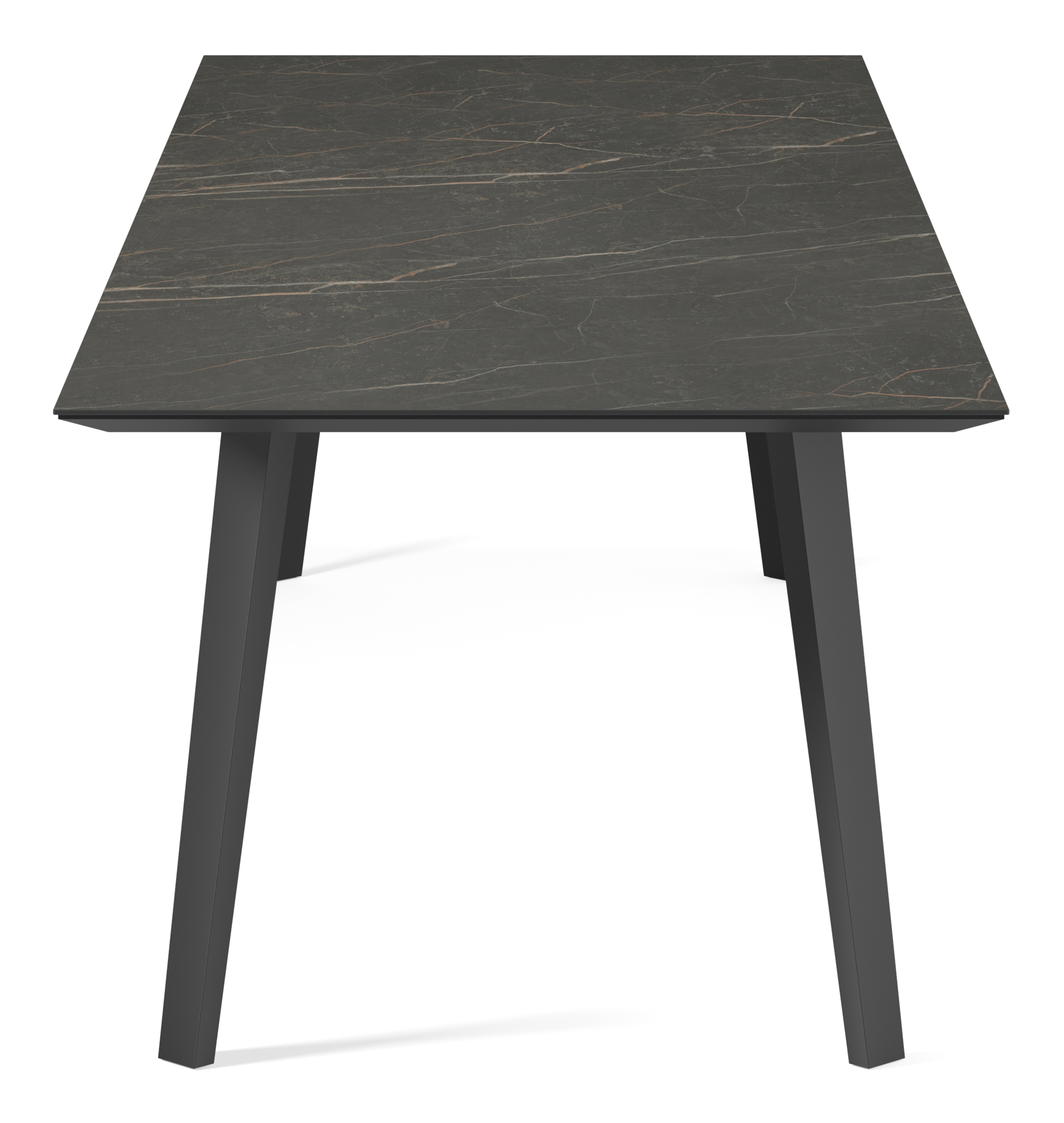 Table de salle à manger Clino armature en métal noir avec plateau Ceramo rectangulaire céramique en couleur Black Obsession 300 x 100 x 77 cm