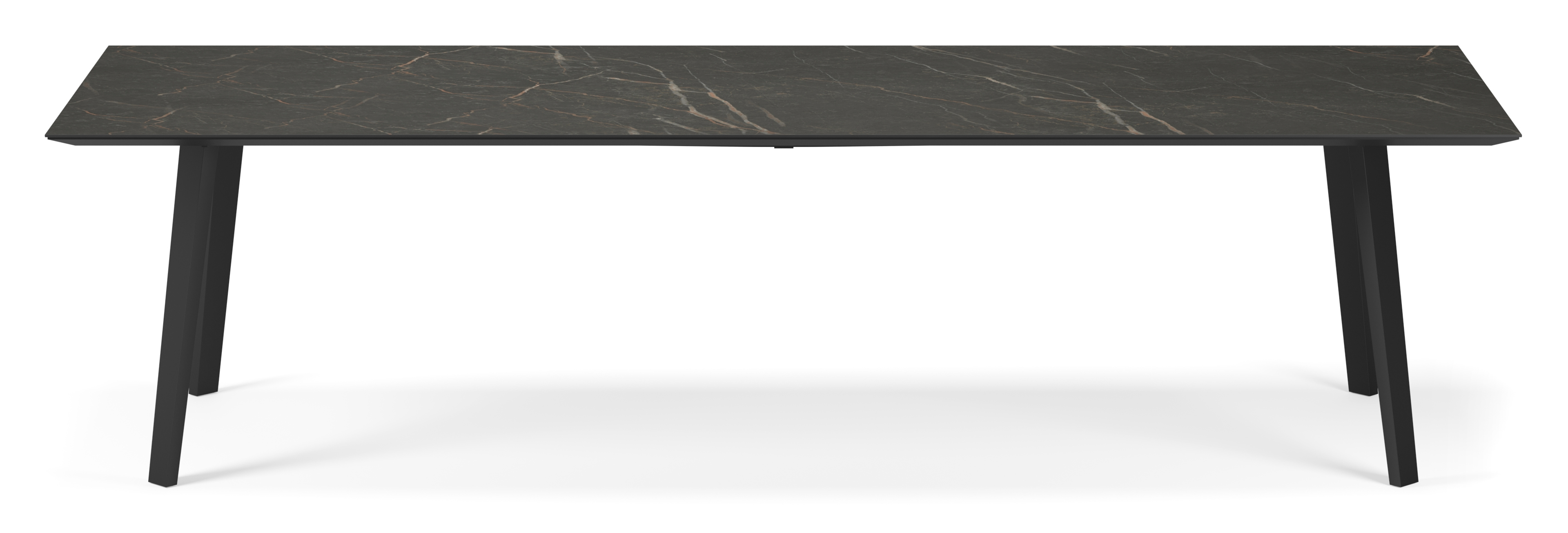 Table de salle à manger Clino armature en métal noir avec plateau Ceramo rectangulaire céramique en couleur Black Obsession 300 x 100 x 77 cm